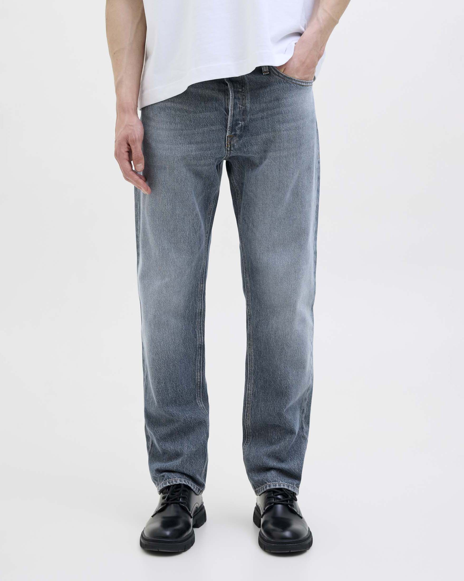 Jeans regular Jack & Jones lavaggio grigio-blu in denim di puro cotone image