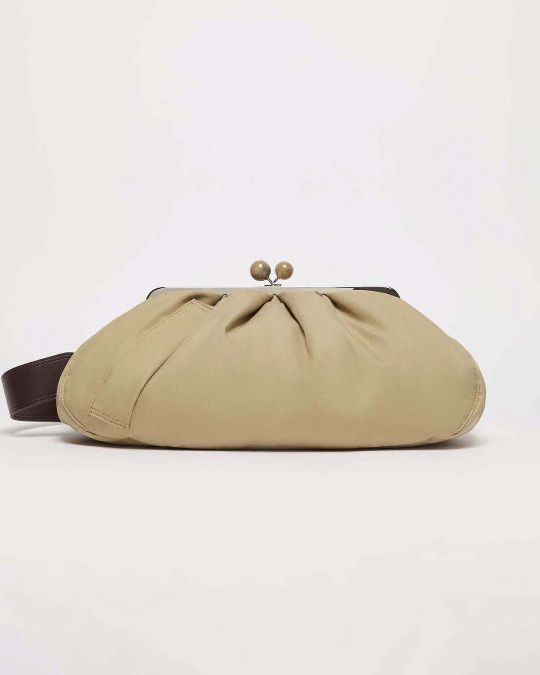 Pasticcino bag nano color gesso Weekend Max Mara con strass e frange in raso