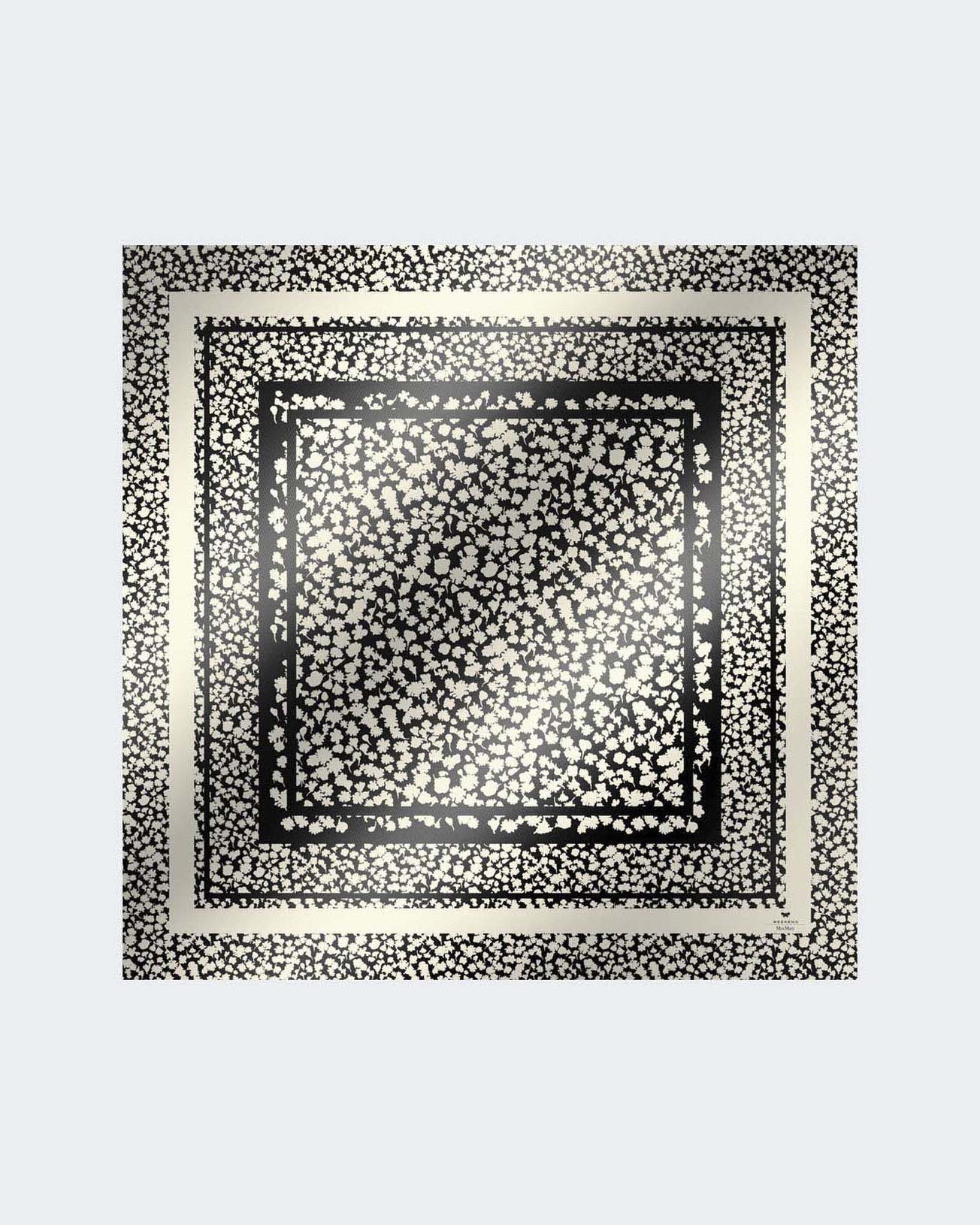 Foulard nero in twill di pura seta Weekend Max Mara a fantasia floreale stampata