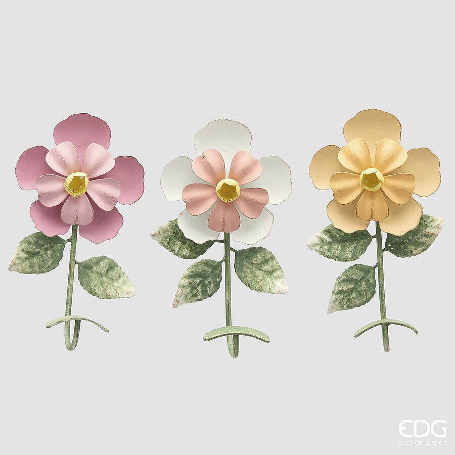 Gancio Fiore in Metallo Set 3 pz.h.17 Edg