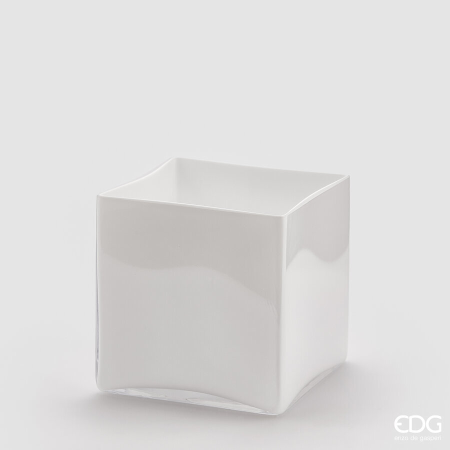Vaso in Vetro Bianco Cubo Nida 15x15x15 Edg