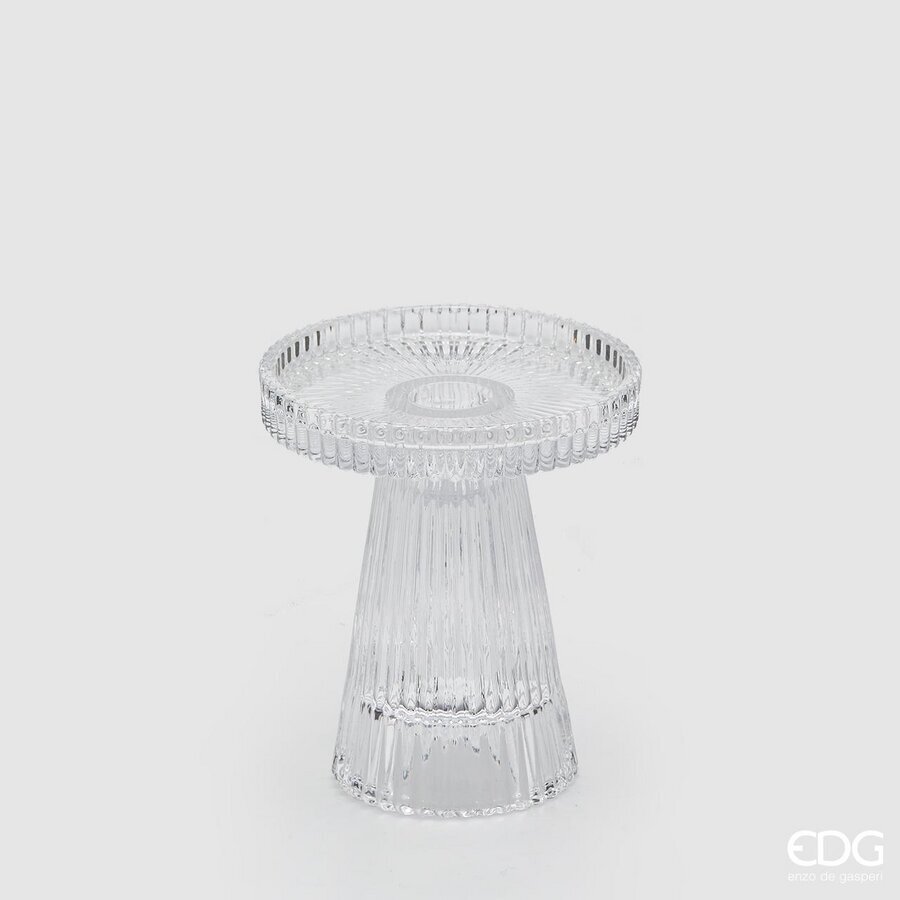 Portacandela in Vetro Cono a Righe d.9,8  h.11,5 Edg