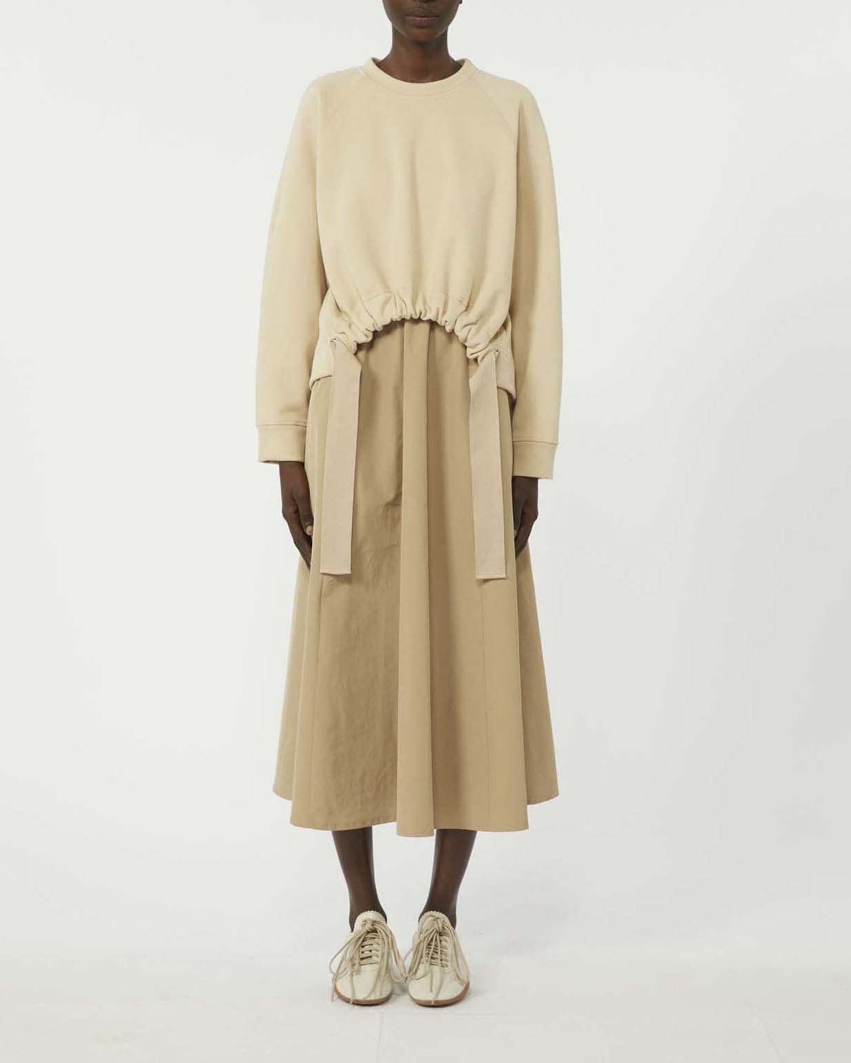 Abito lungo beige Weekend Max Mara in cotone con felpa removibile abbinata