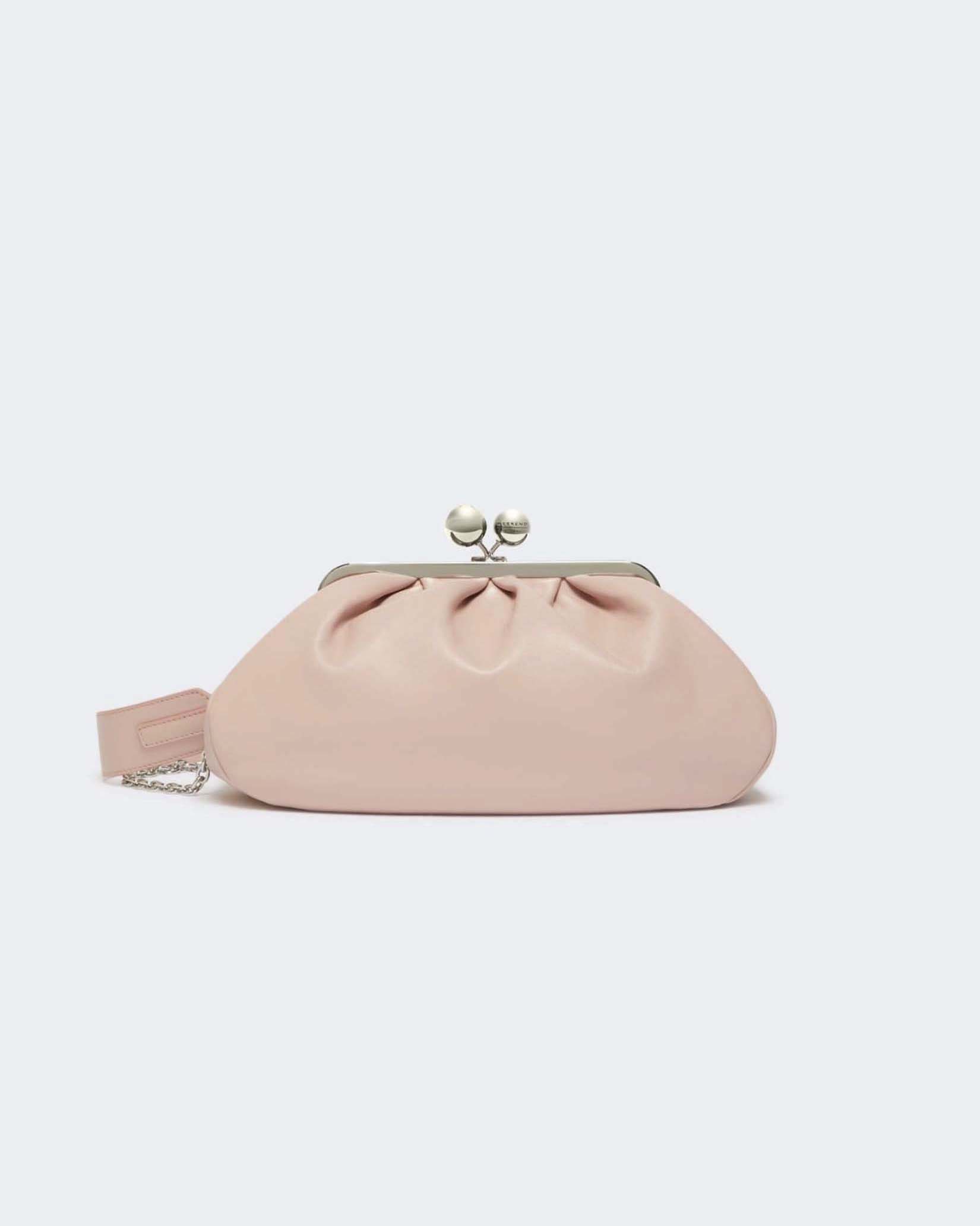 Pasticcino bag misura media Weekend in pelle rosa con doppia tracolla removibile