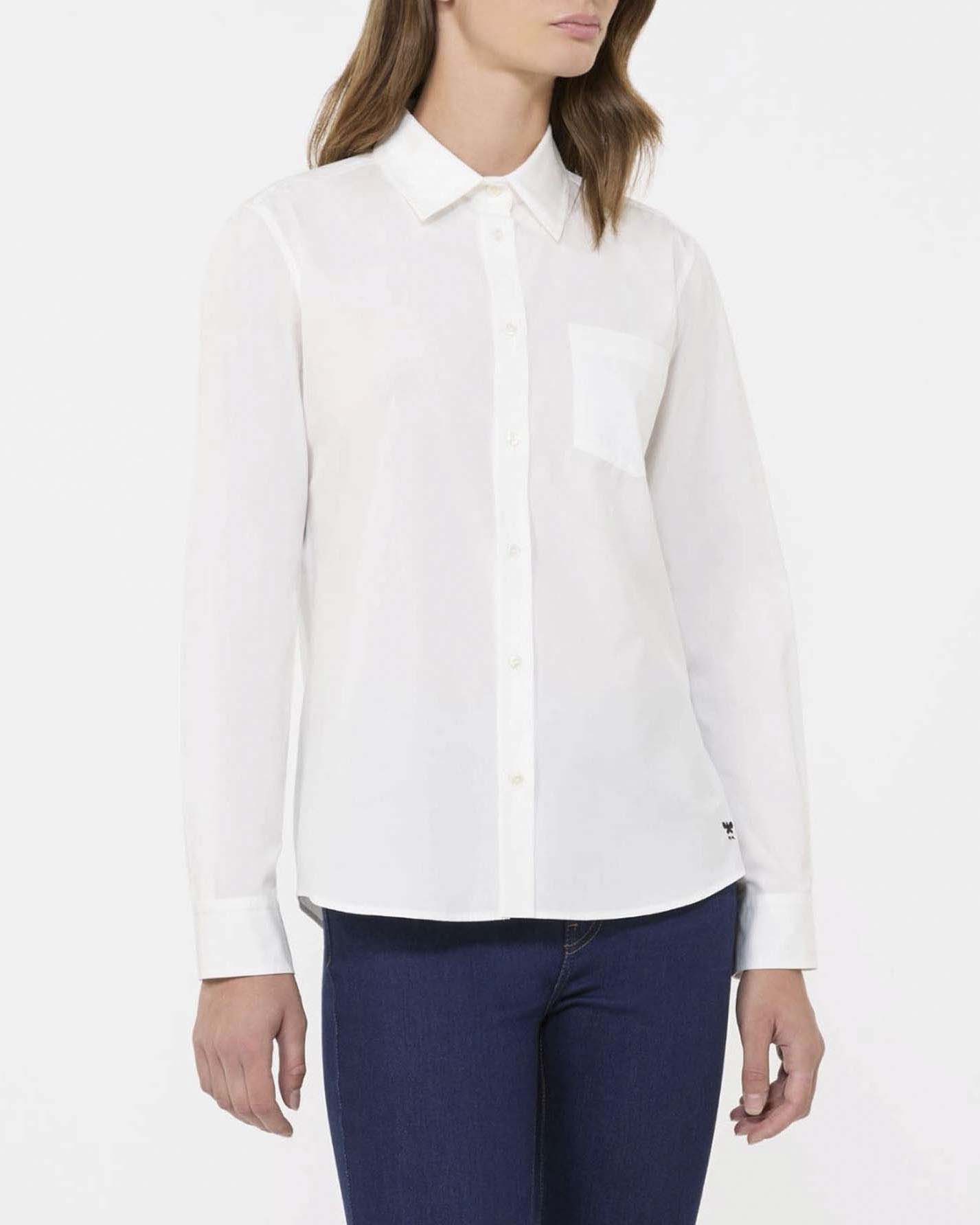 Camicia oversize bianca Weekend Max Mara in popeline di cotone con taschino applicato sul petto