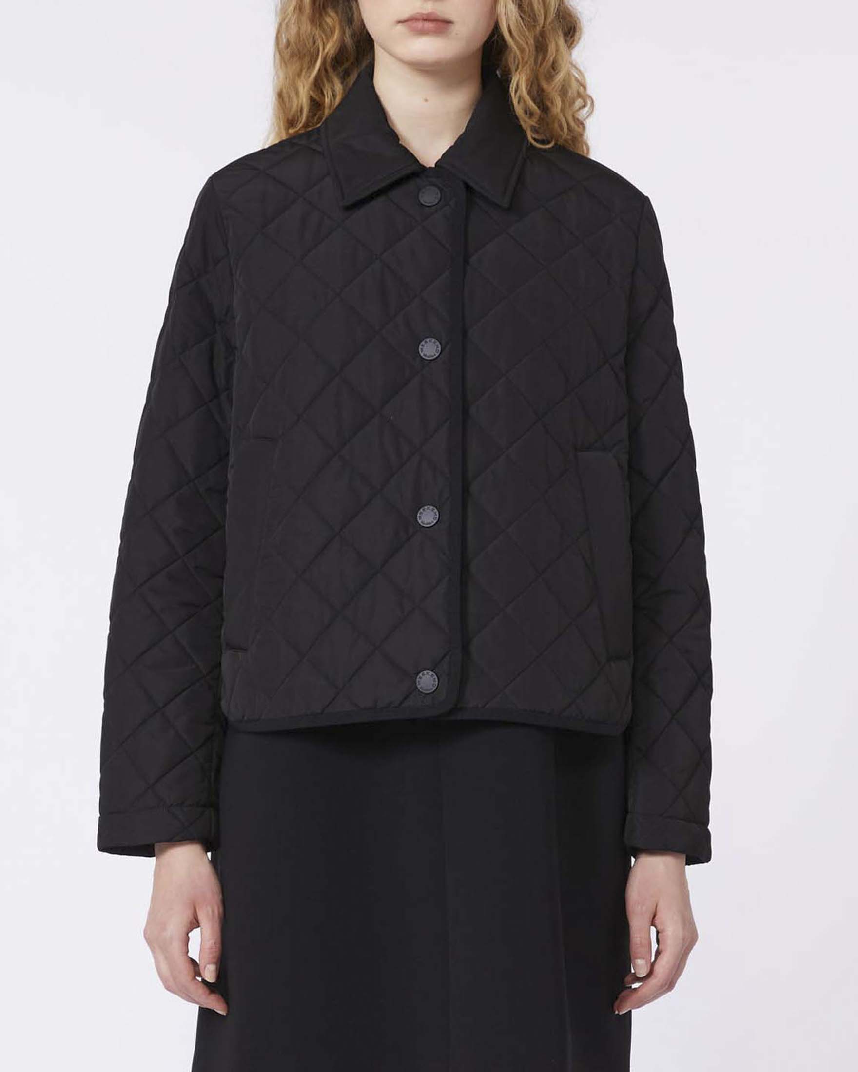 Giacca corta blu Weekend Max Mara in tessuto tecnico antigoccia trapuntato a rombi