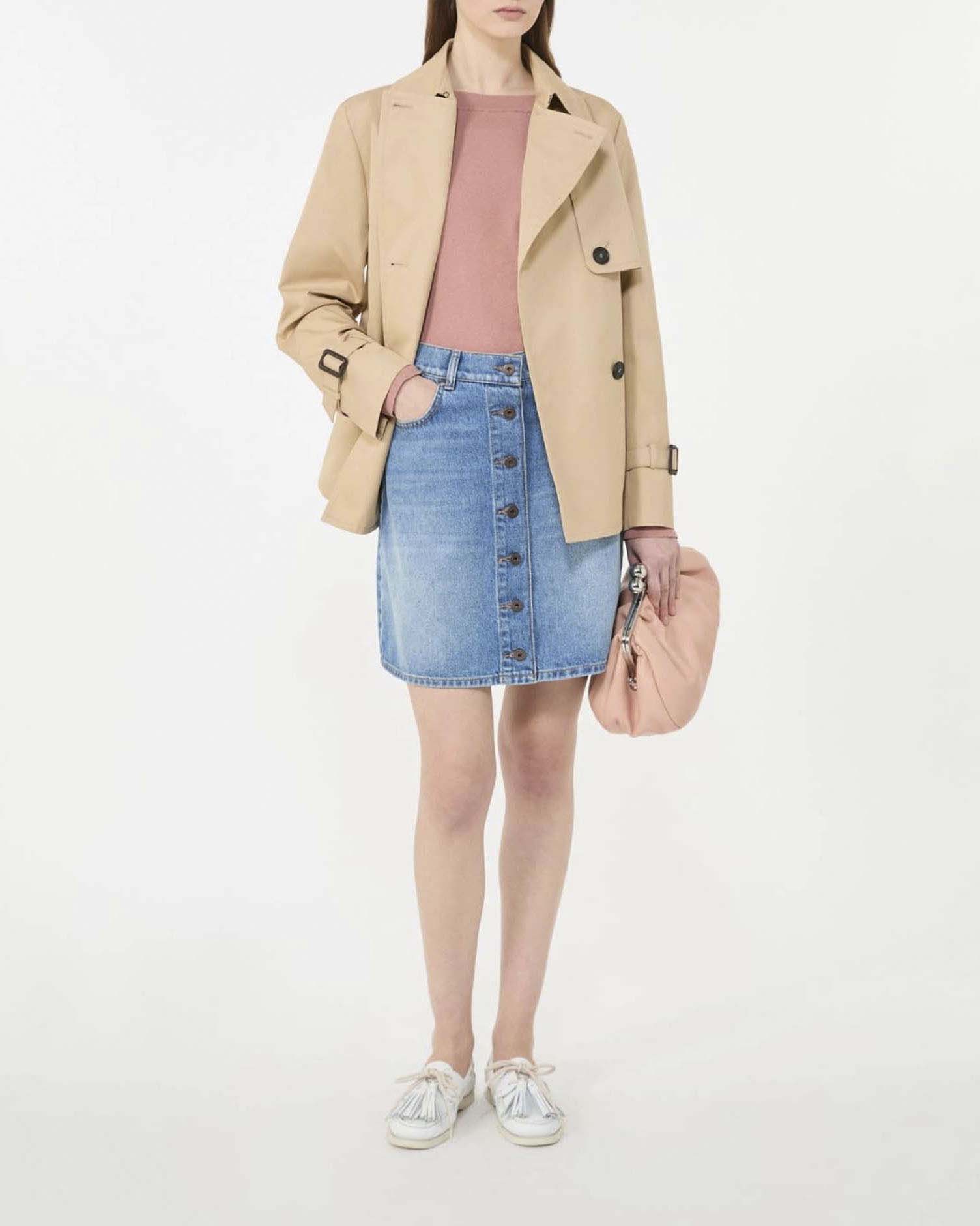 Trench corto beige Weekend Max Mara in gabardina di cotone antigoccia image