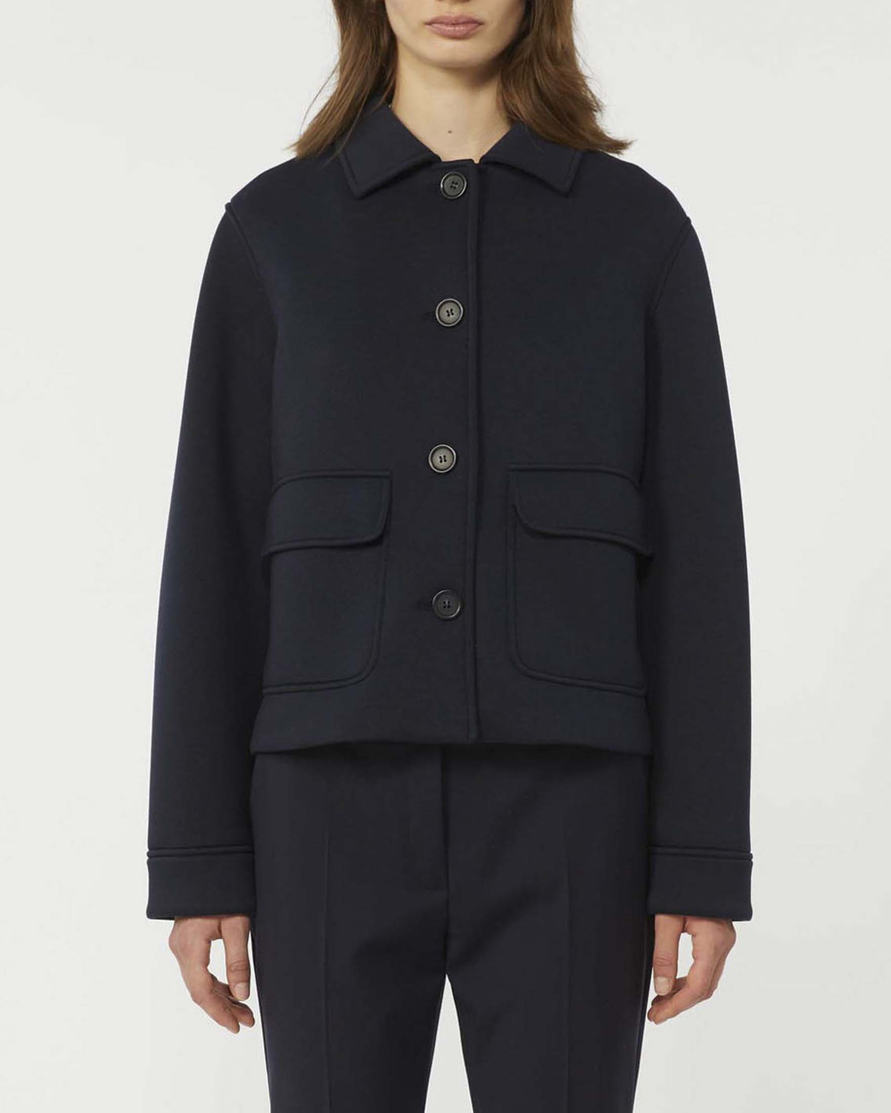 Shacket blu Weekend Max Mara con doppia tasca dalla silhouette a camicia
