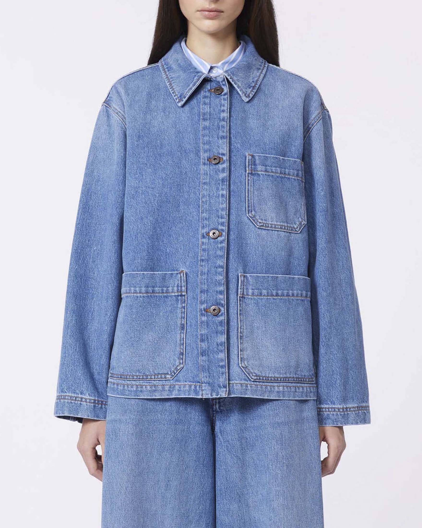 Shacket in denim dal lavaggio medio Weekend Max Mara in puro cotone con tasche applicate