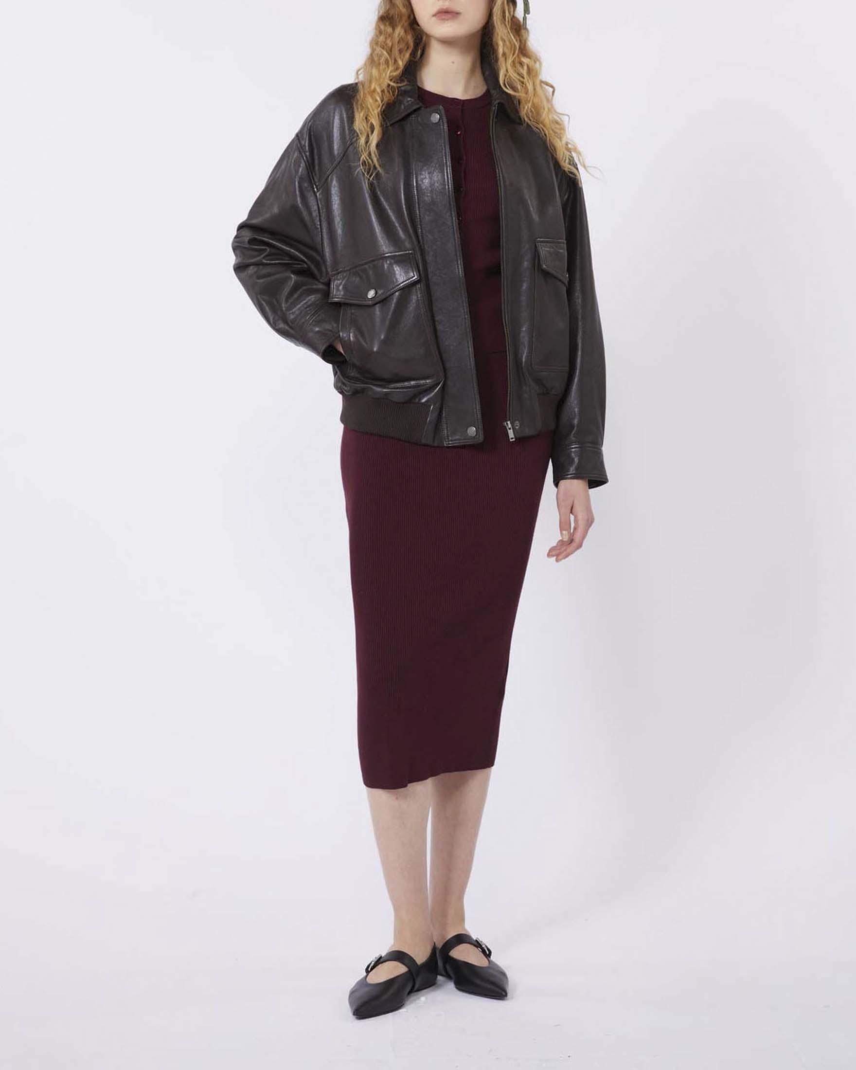 Cardigan bordeaux Weekend Max Mara in viscosa a costine image