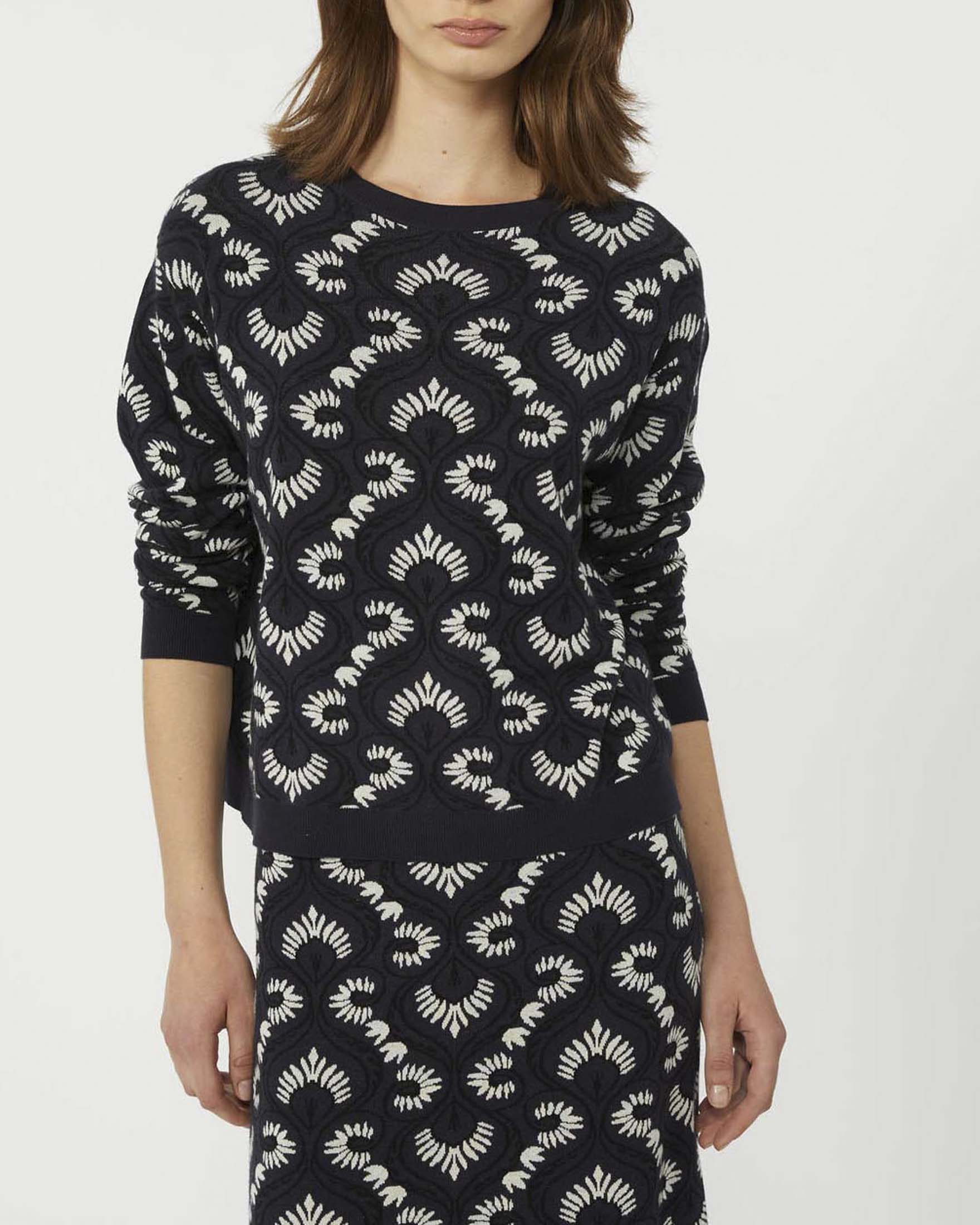 Maglione blu Weekend Max Mara in viscosa stretch con lavorazione jacquard