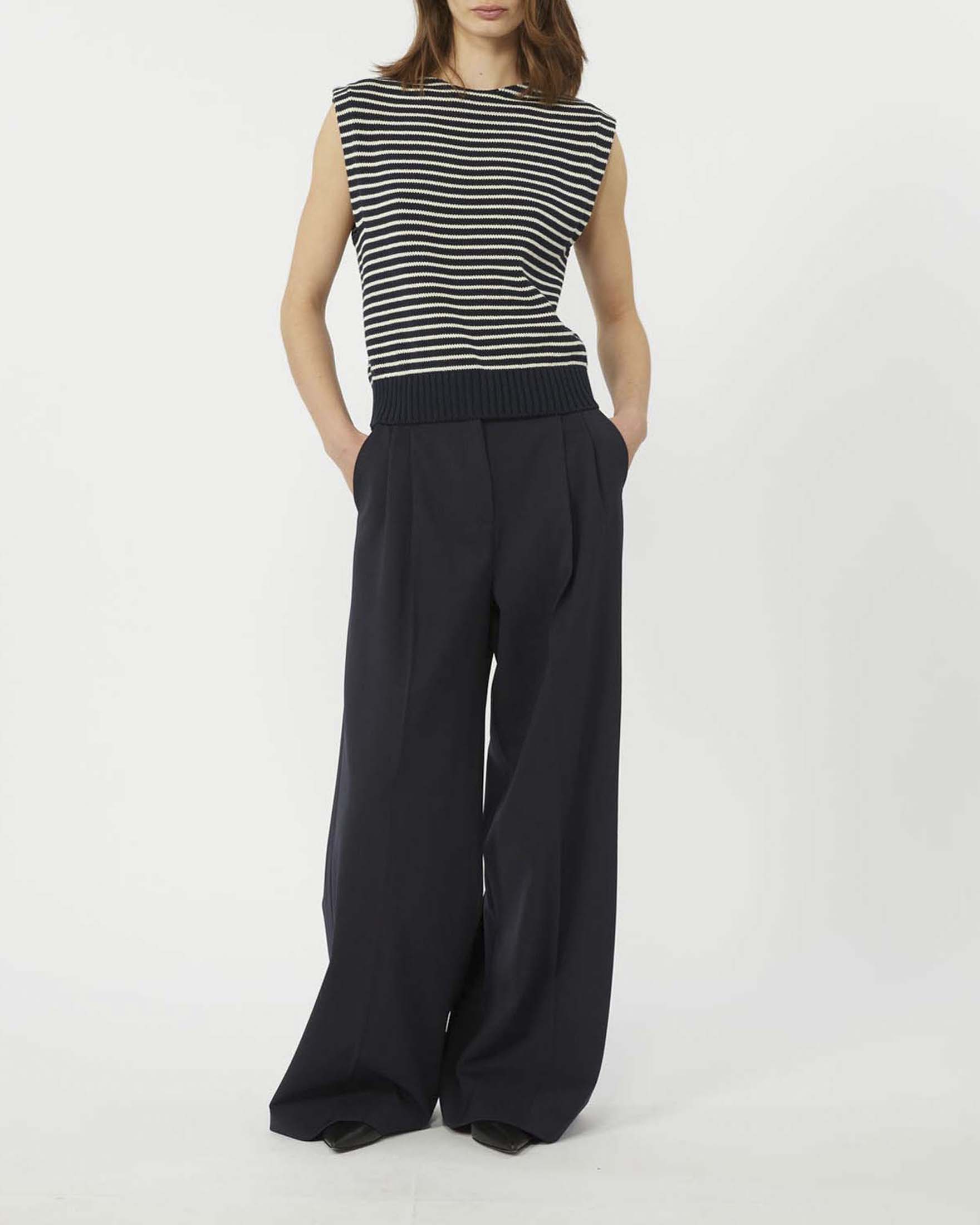 Gilet a righe blu e bianche Weekend Max Mara in cotone image