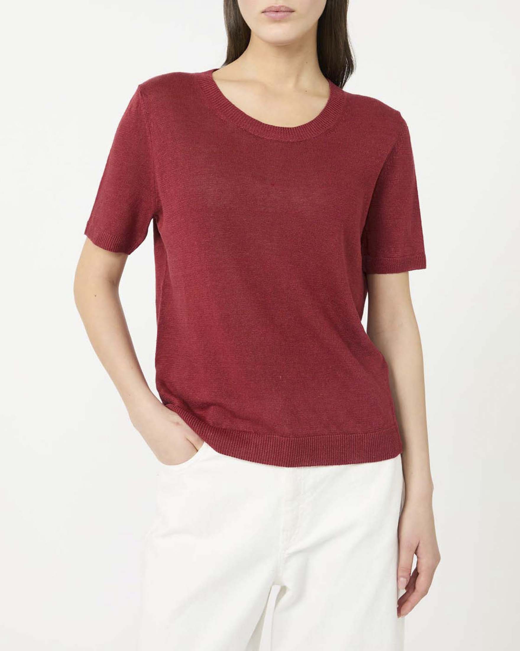 Maglia rossa Weekend in puro lino a maniche corte