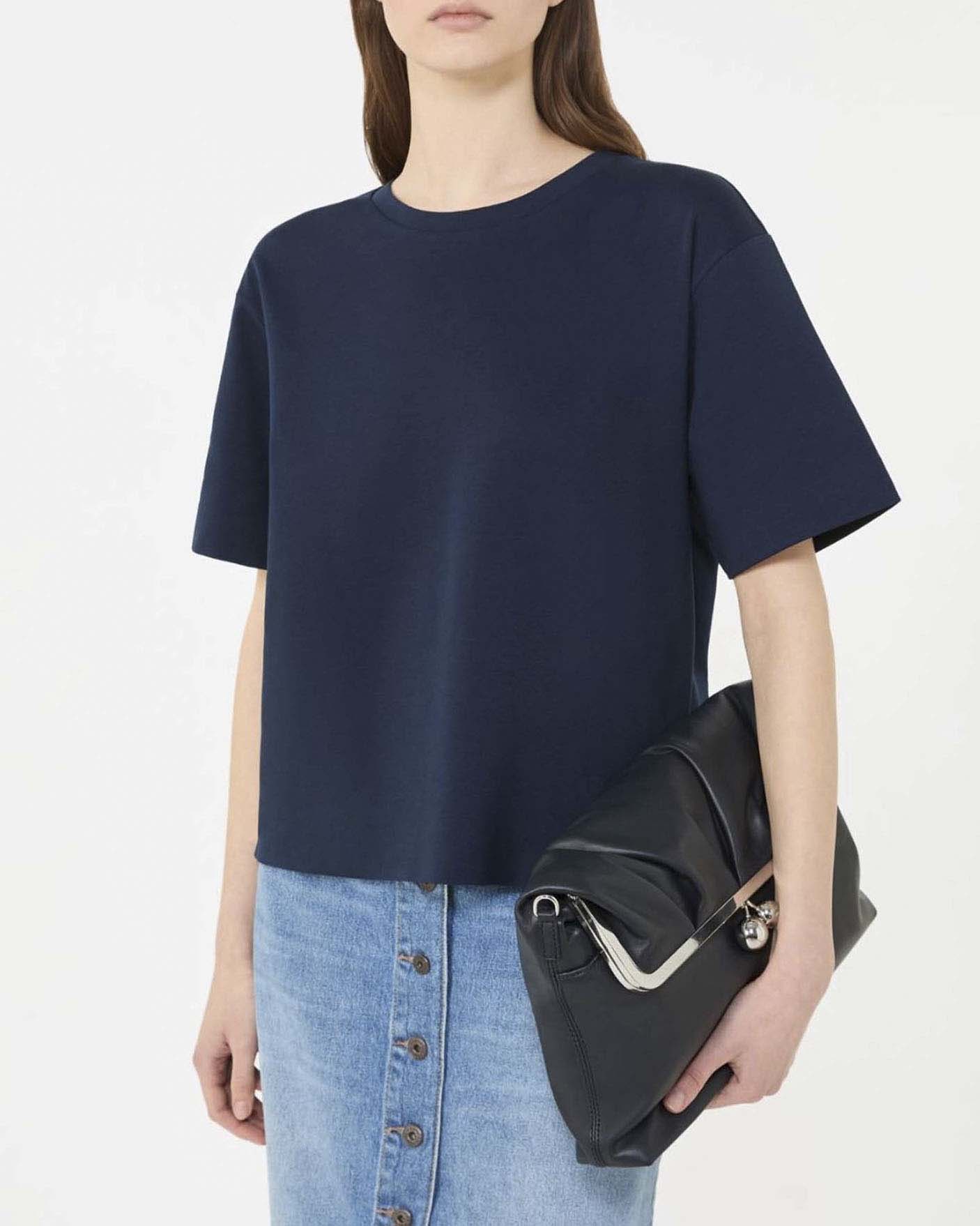 T-shirt boxy blu Weekend in cotone con fondo più lungo sul retro