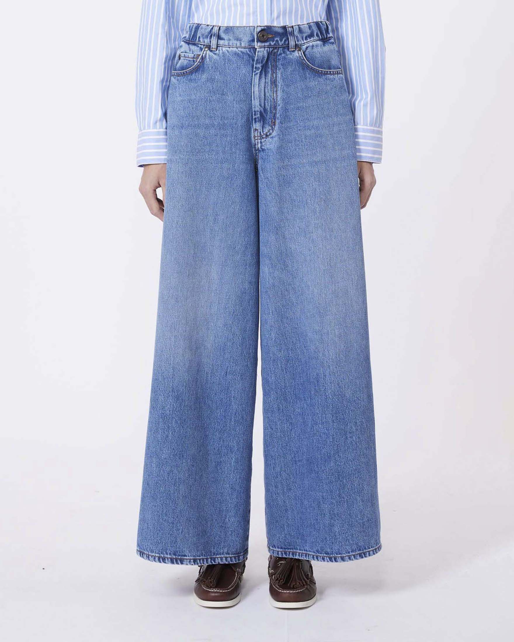 Jeans wide Weekend Max Mara in puro cotone lavaggio chiaro image