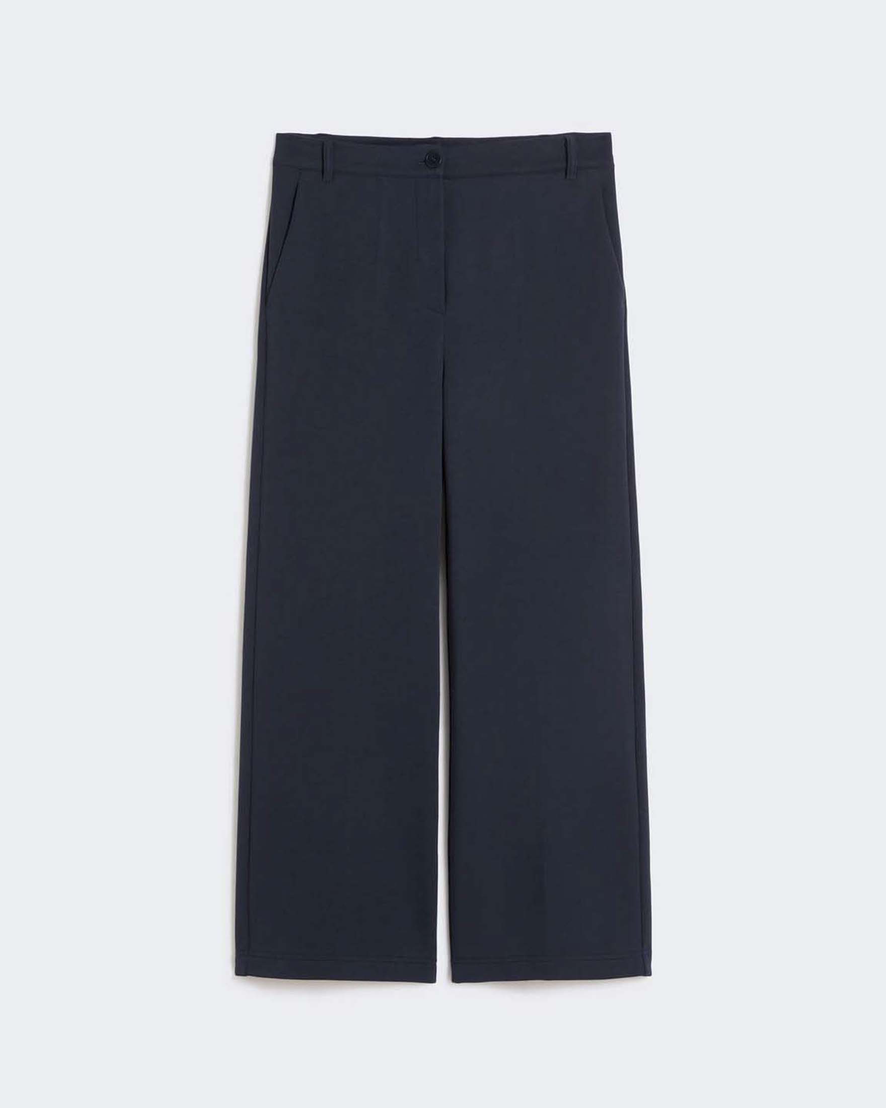 Weekend Max Mara — Pantaloni blu straight Weekend Max Mara da taglio cropped in cotone