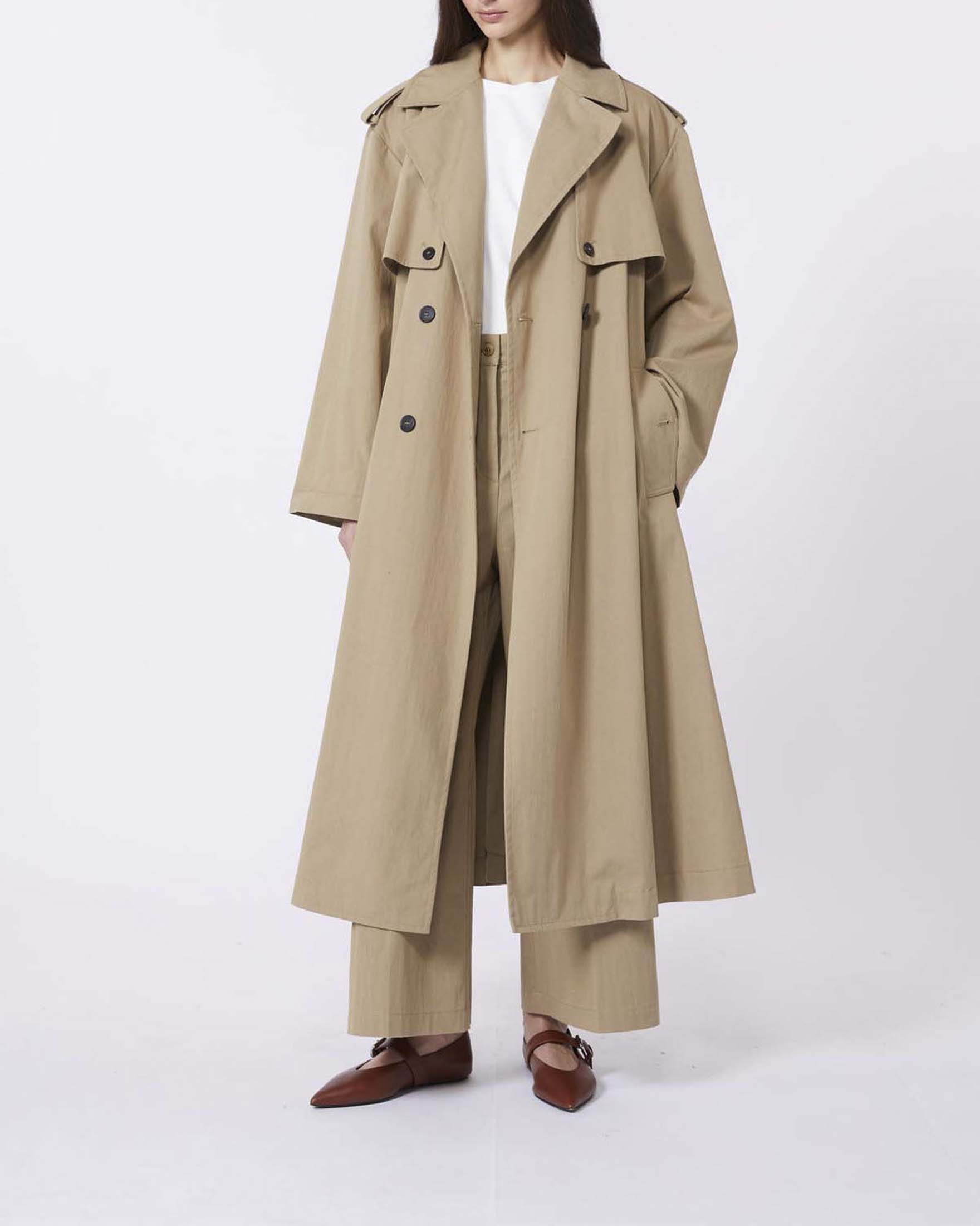 Pantaloni beige Weekend wide wide leg dal taglio cropped in gabardina di cotone