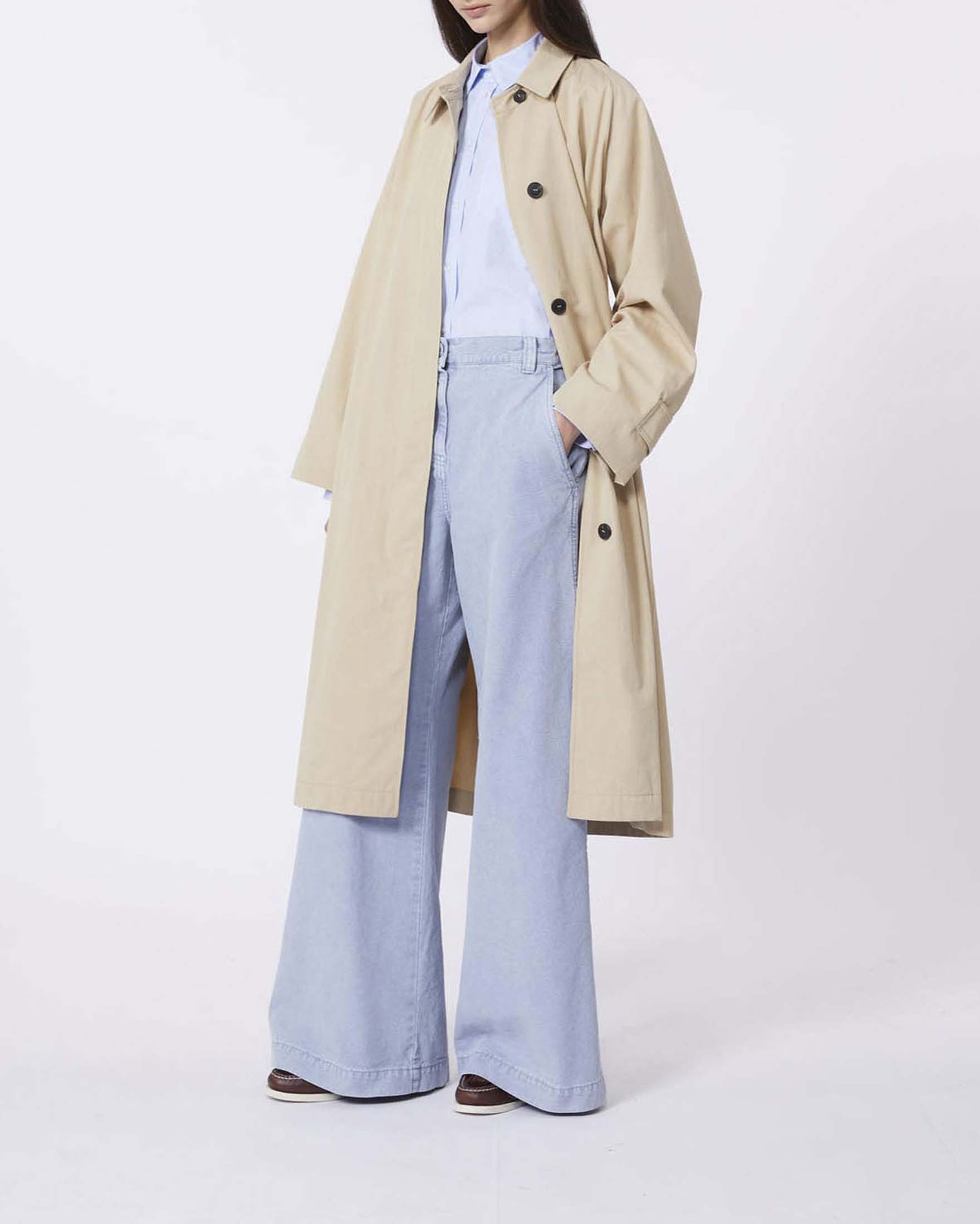 Trench beige Weekend Max Mara midi in gabardina antigoccia con cintura in vita image