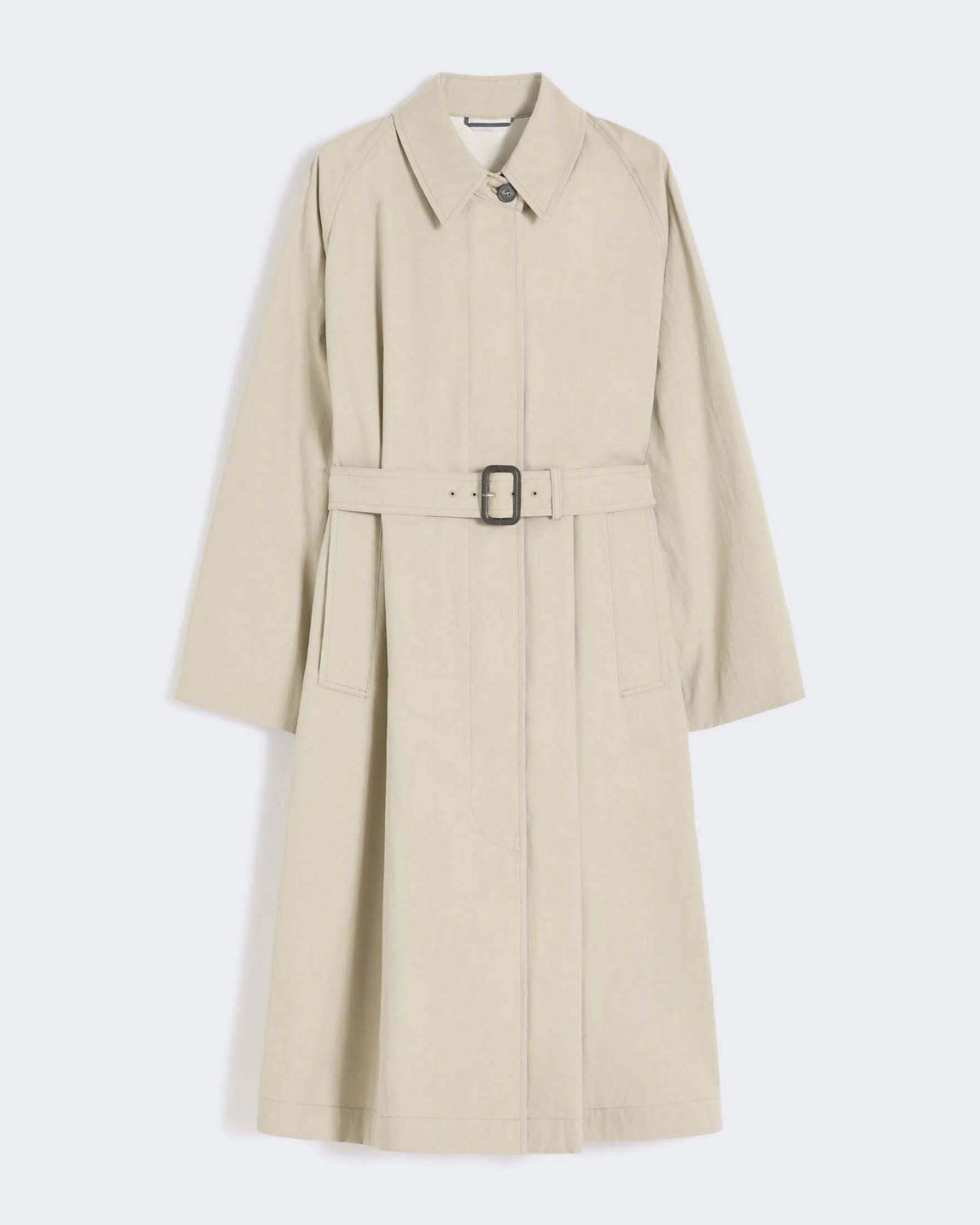 Trench beige Weekend Max Mara midi in gabardina antigoccia con cintura in vita