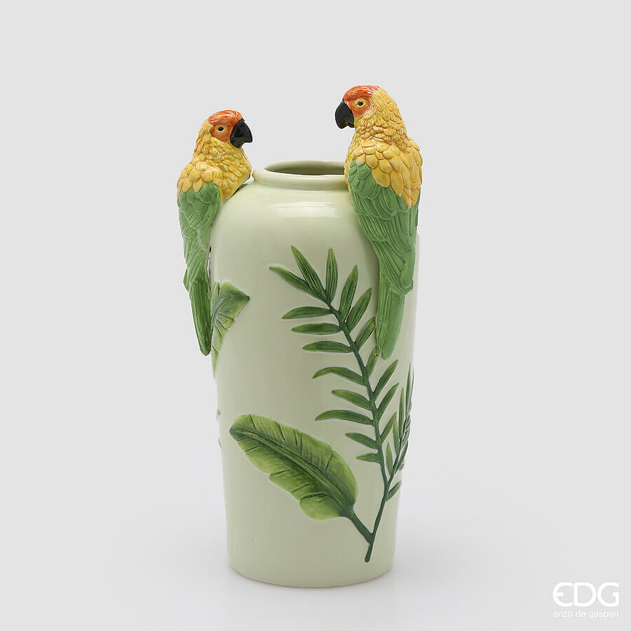 Vaso in Ceramica Rotondo Pappagallo d.20 h.39 Edg