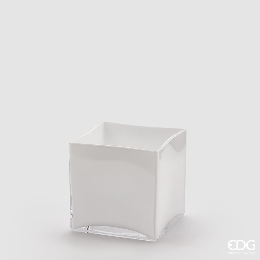 Vaso in Vetro Bianco Cubo Nida 12x12x12 Edg