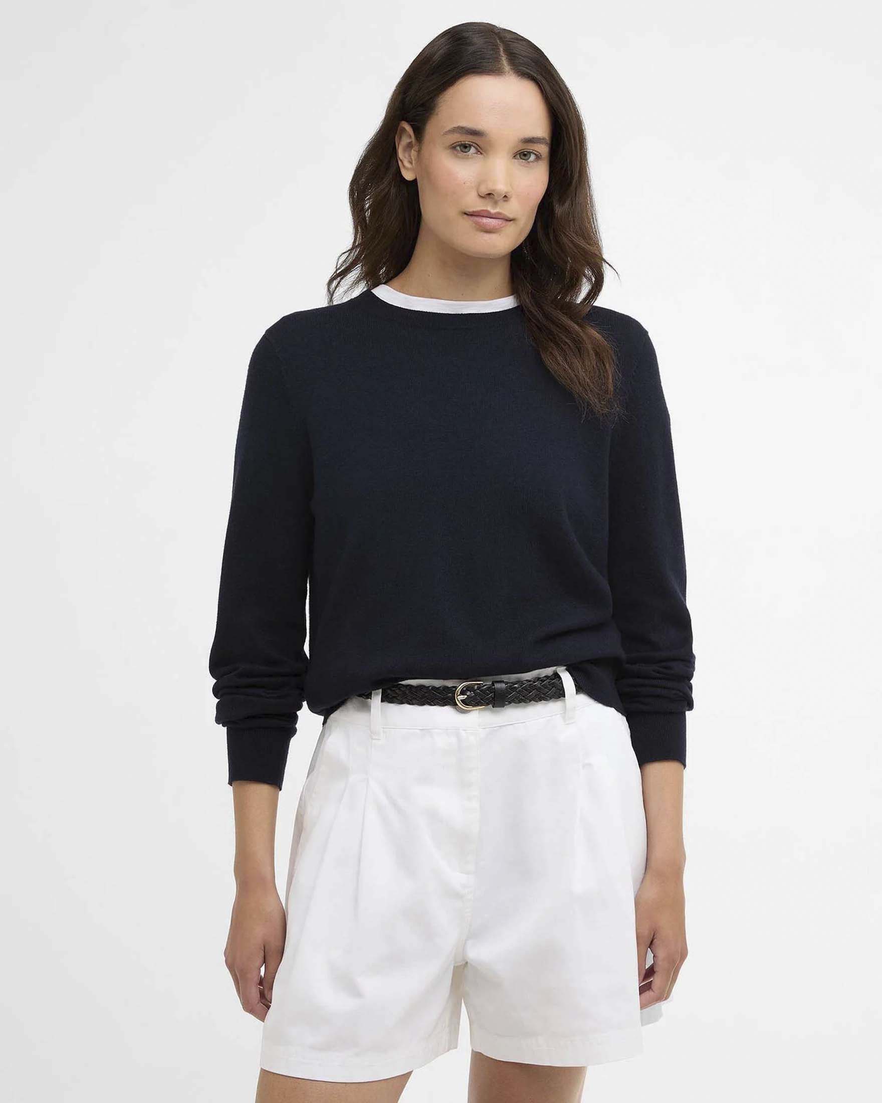 Maglioncino girocollo blu Barbour Oakley in misto lana e cotone image