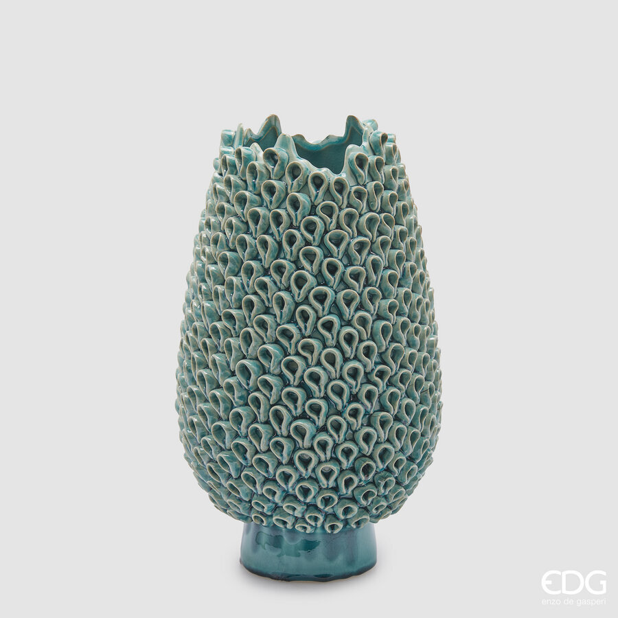 Vaso in Ceramica Deco Turchese d.25 h.40 Edg
