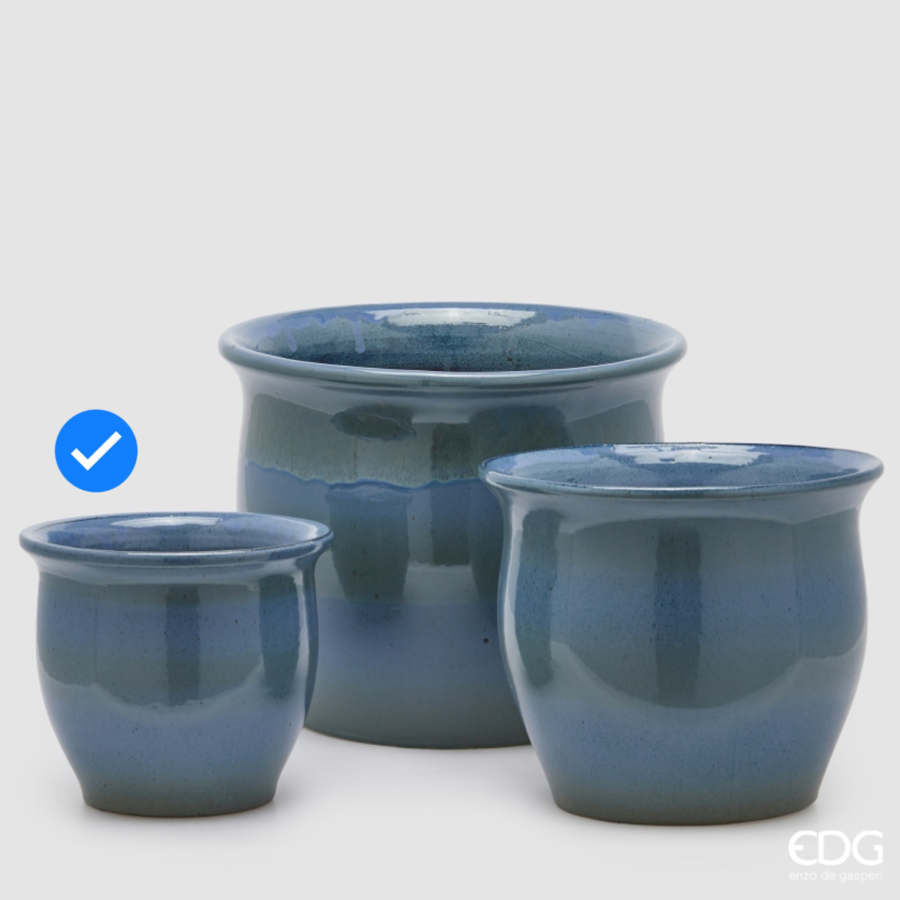 Vaso in Ceramica Cachepot Celeste S3 M1 d.23 h.20 Edg
