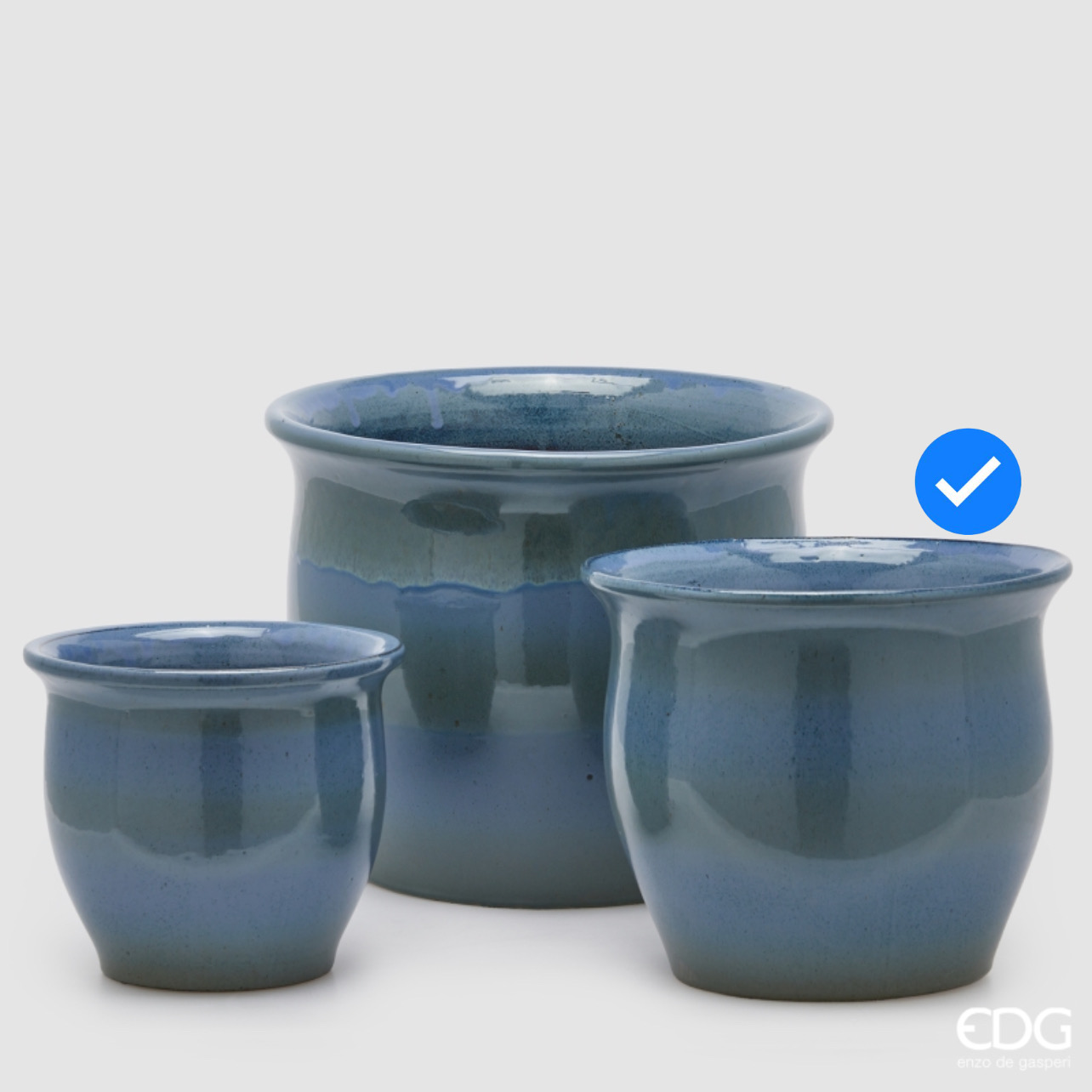 Vaso in Ceramica Cachepot Celeste S3 M2 d.30 h.25 Edg