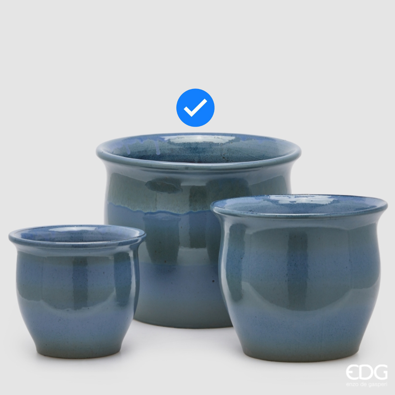 Vaso in Ceramica Cachepot Celeste S3 M3 d.37 h.30 Edg