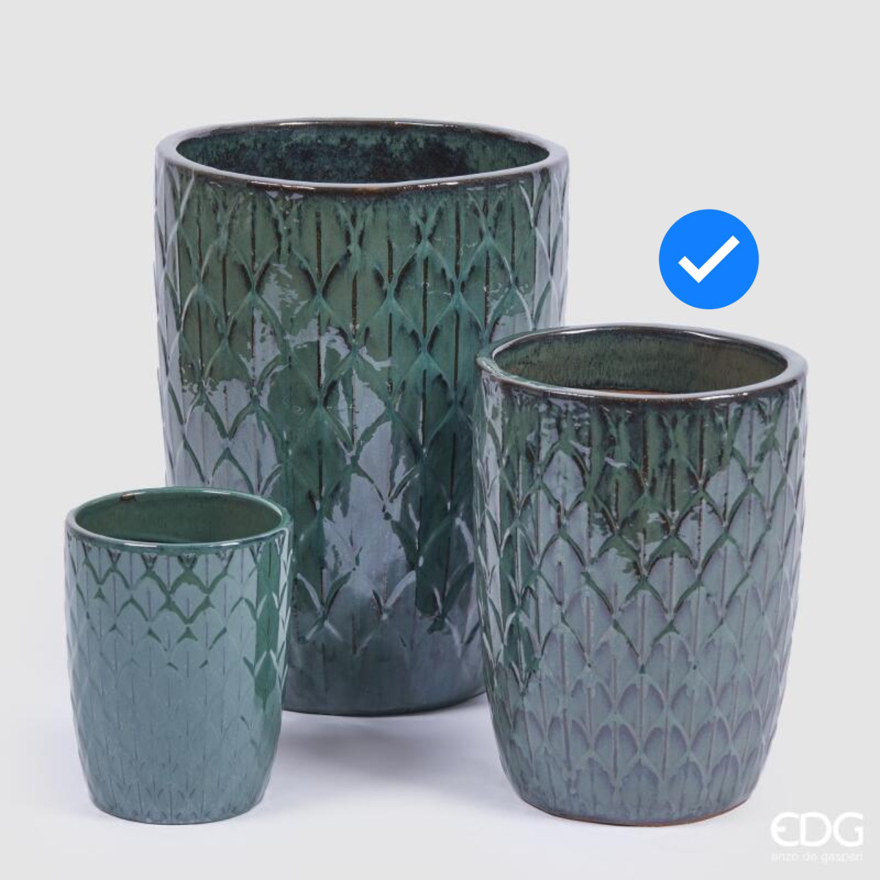 Vaso Glaze Rotondo Scaglie Ottanio S3 M2 d.29 h.39 Edg