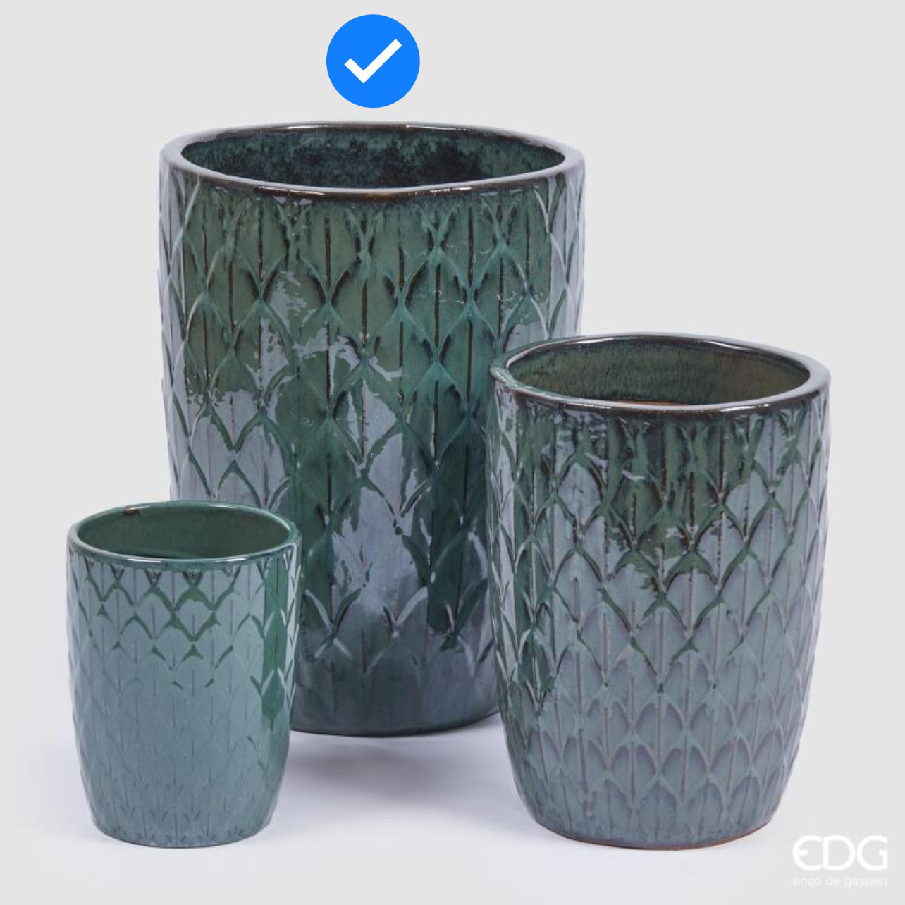 Vaso Glaze Rotondo Scaglie Ottanio S3 M3 d.39 h.51 Edg