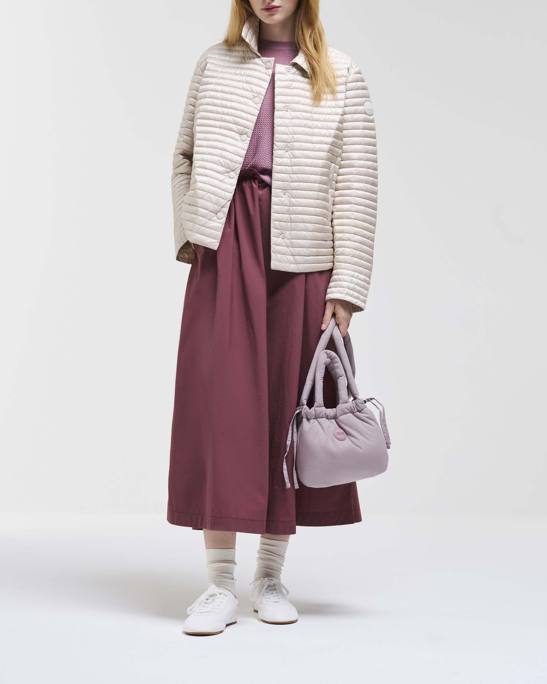 Piumino color gesso Colmar Originals con collo a camicia imbottito in piuma naturale 50GR