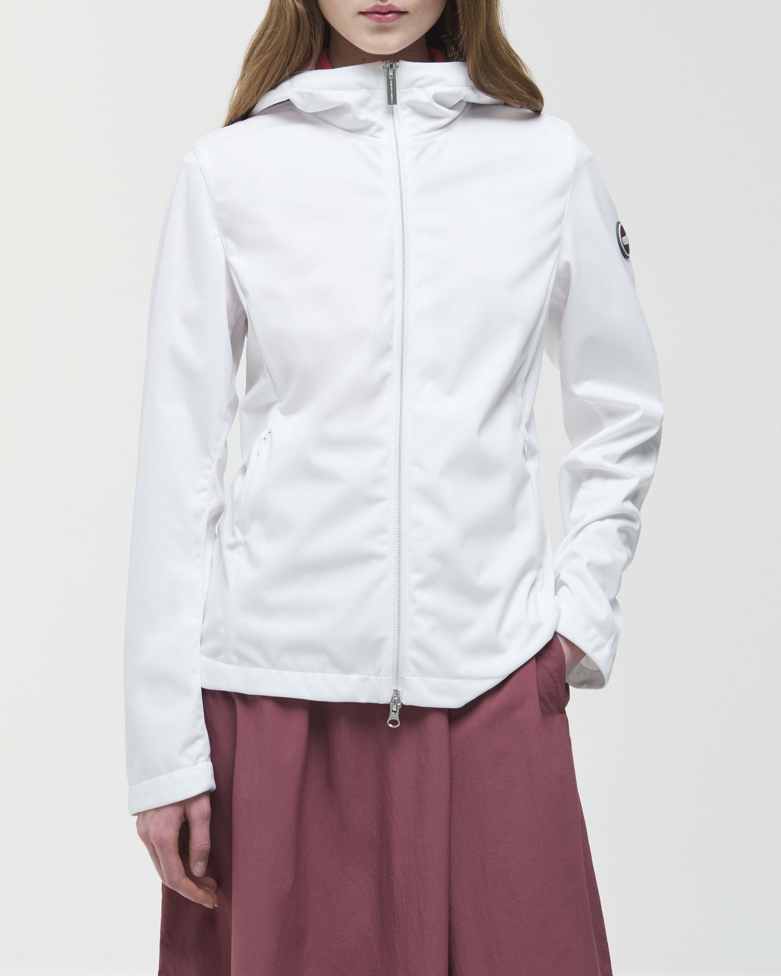 Giubbino Colmar Originals bianco vestibilità regular in softshell impermeabile con cappuccio fisso