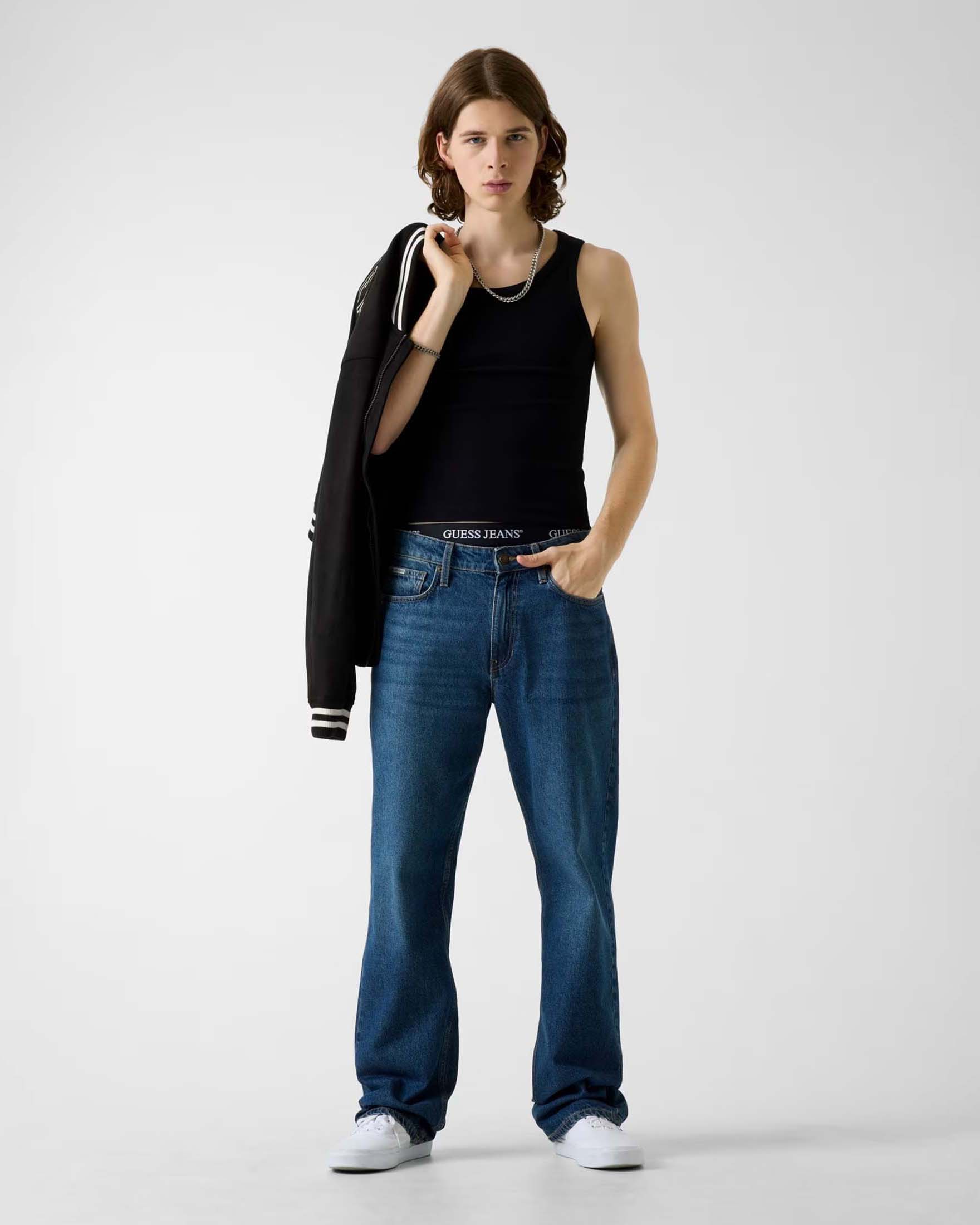 Guess Jeans regular-fit medium wash in cotone con baffature