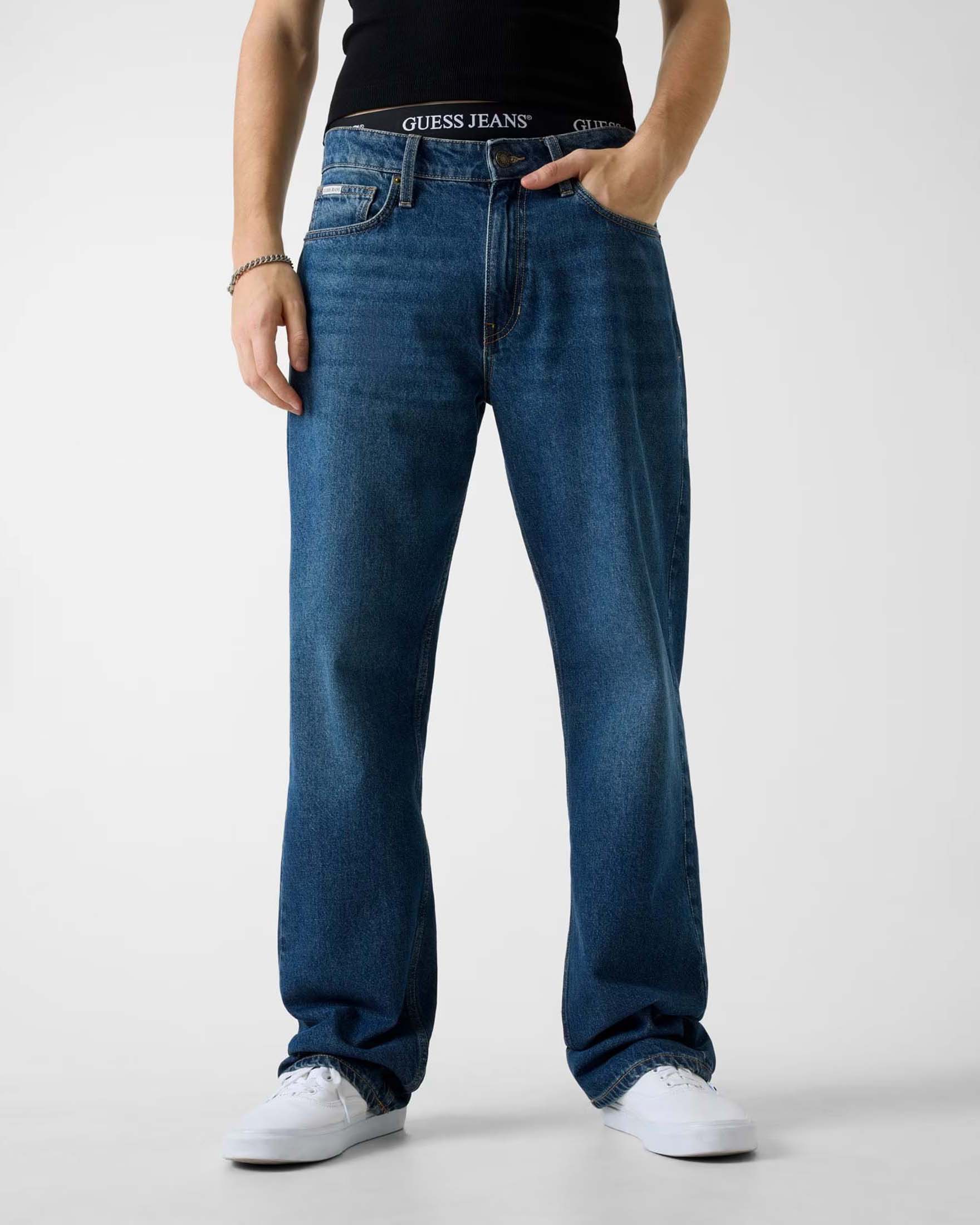 Guess Jeans regular-fit medium wash in cotone con baffature image