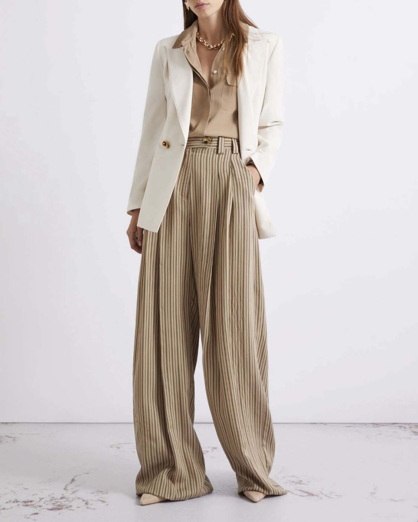 Blazer doppiopetto color panna Marella in tela stretch image