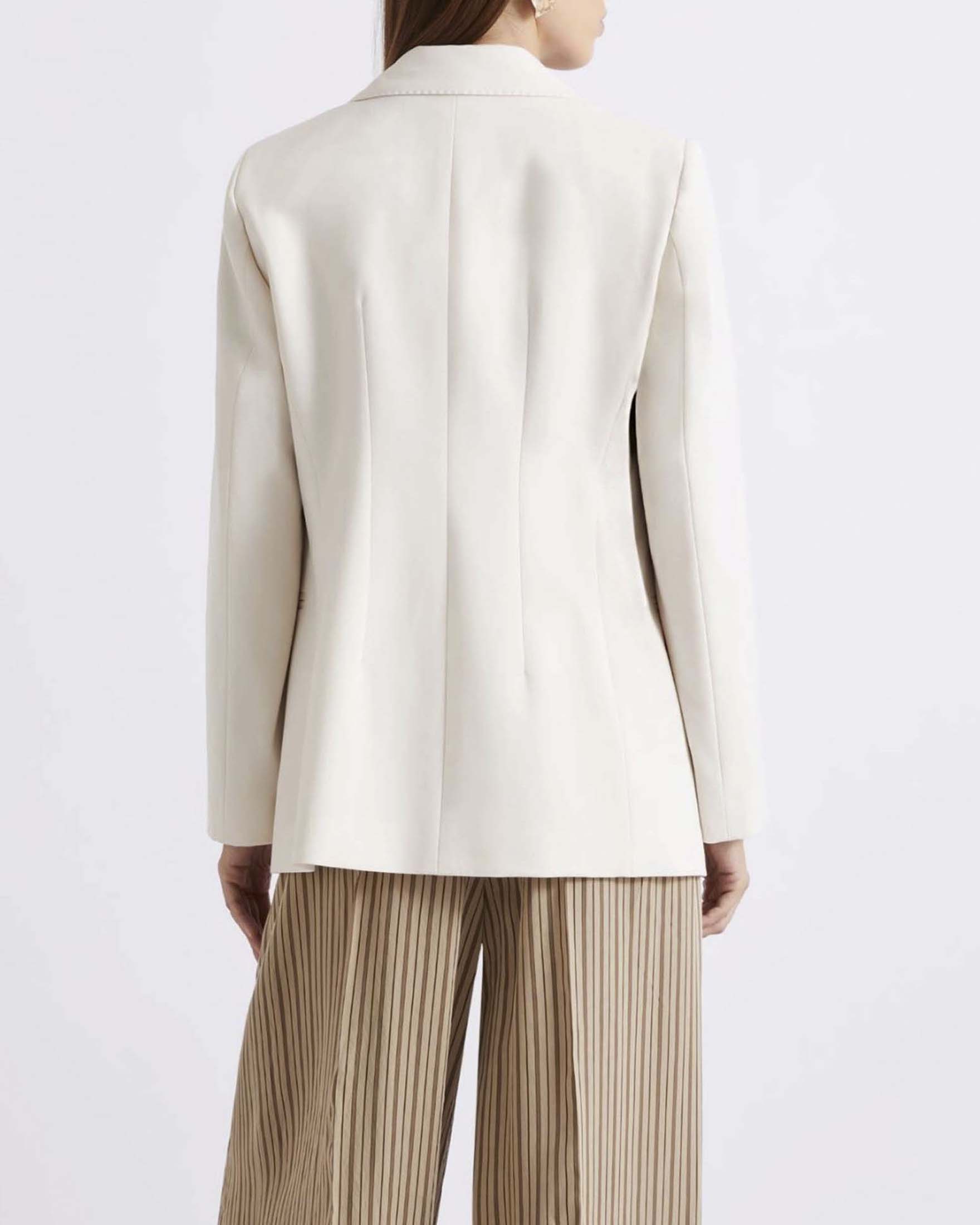 Blazer doppiopetto color panna Marella in tela stretch