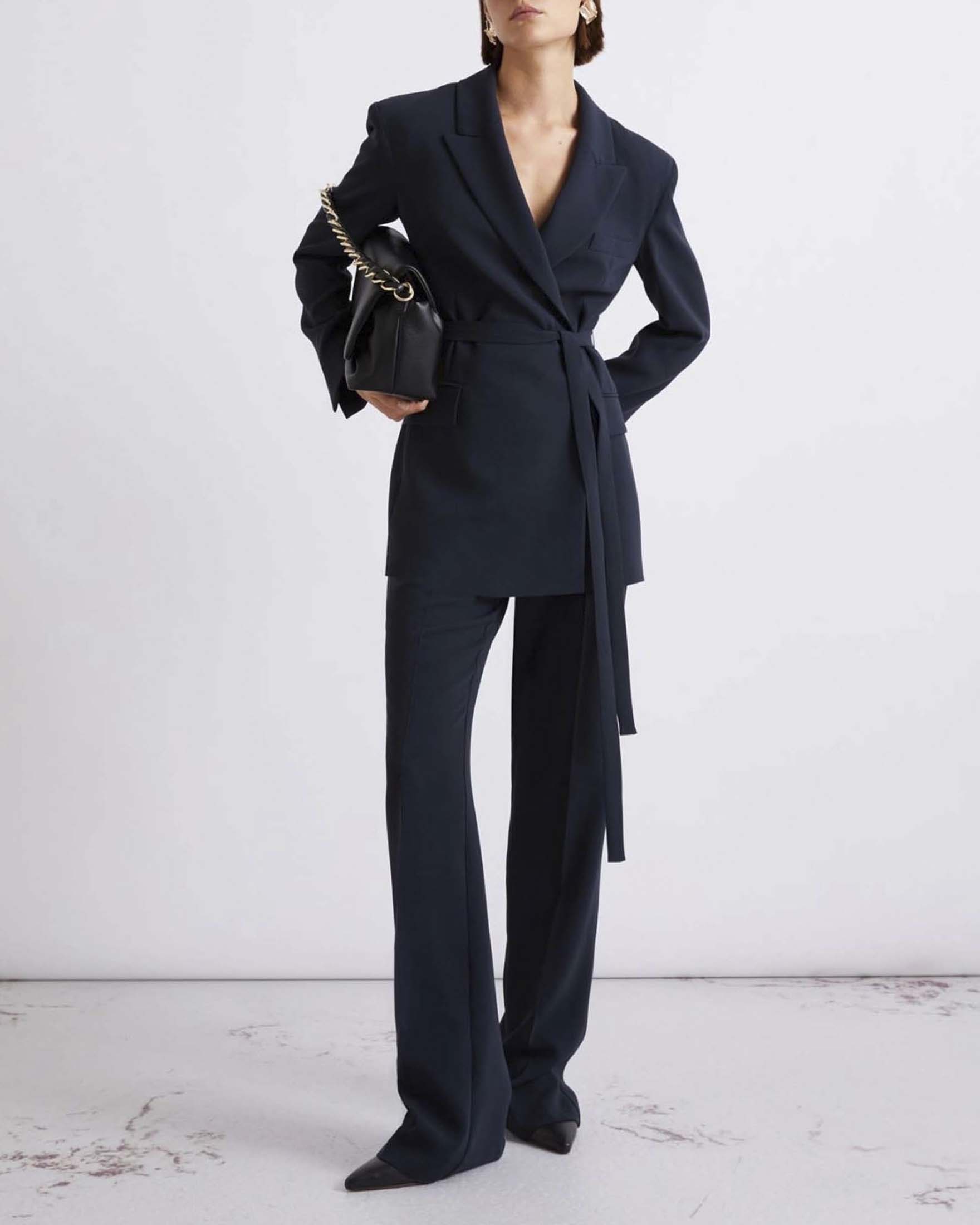 Blazer blu Marella in cady tecnico con cintura image