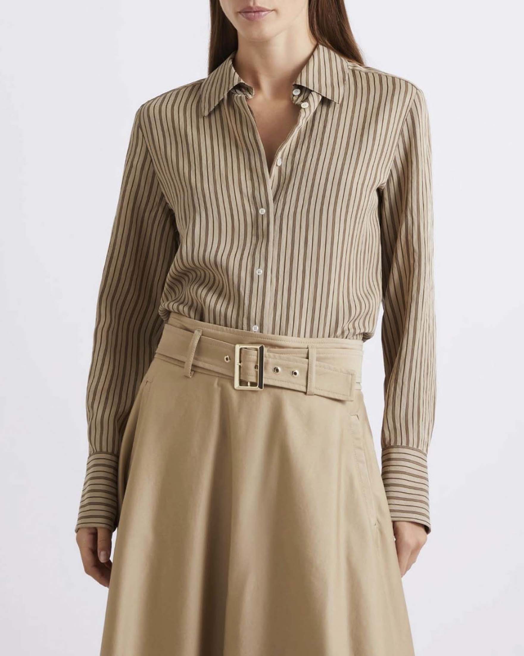 Camicia a righe beige Marella in viscosa