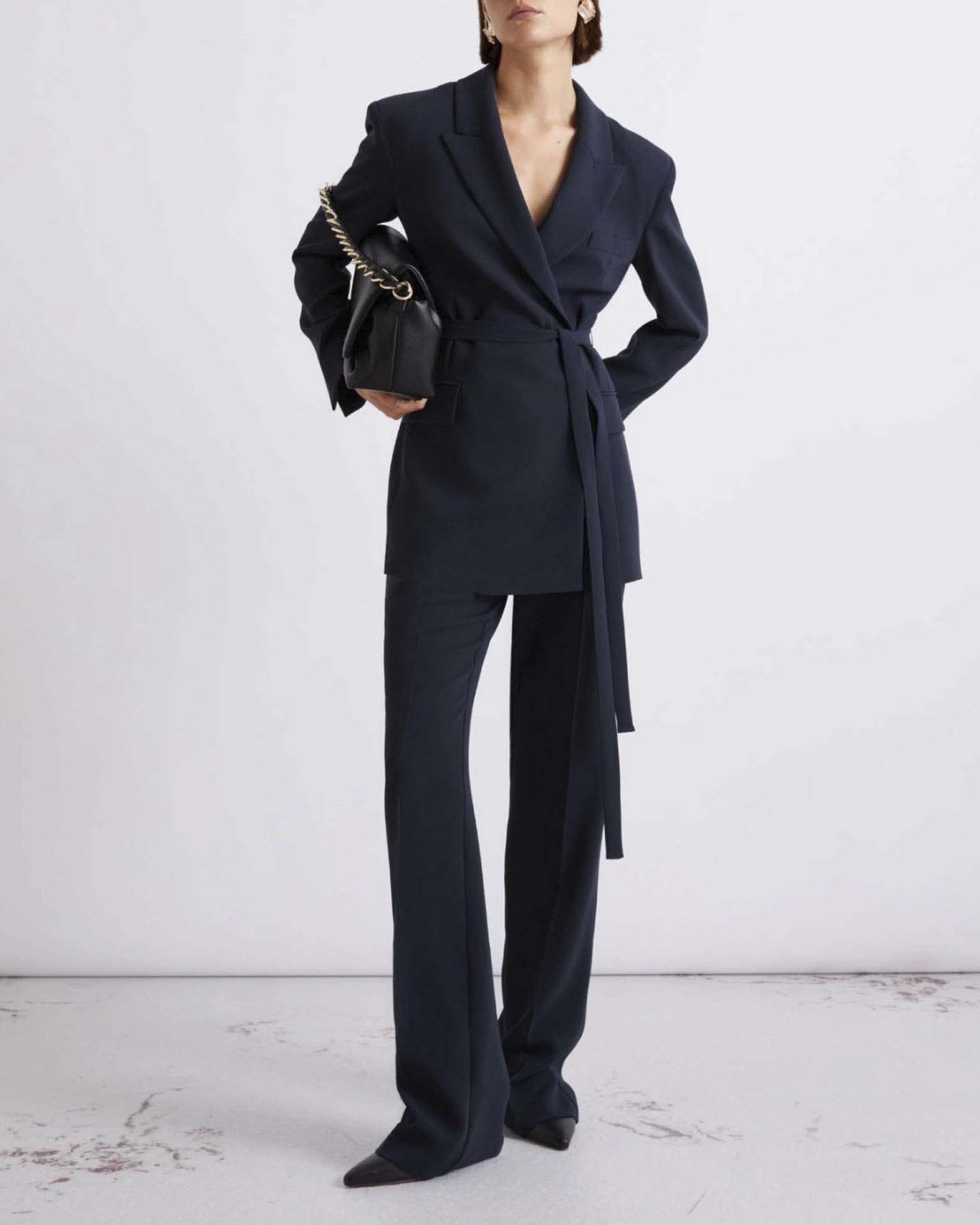 Pantalone blu Marella leggermente flare in cady tecnico