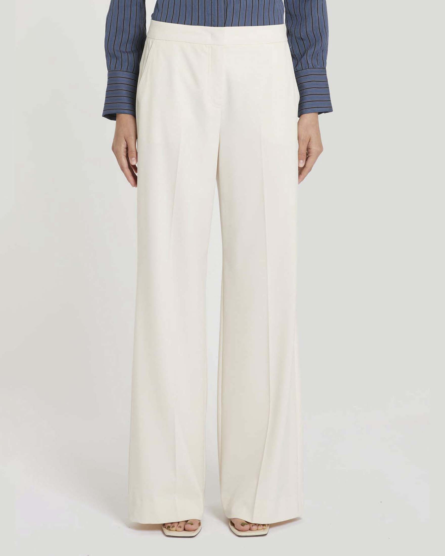 Pantaloni color panna Marella straight in tela stretch