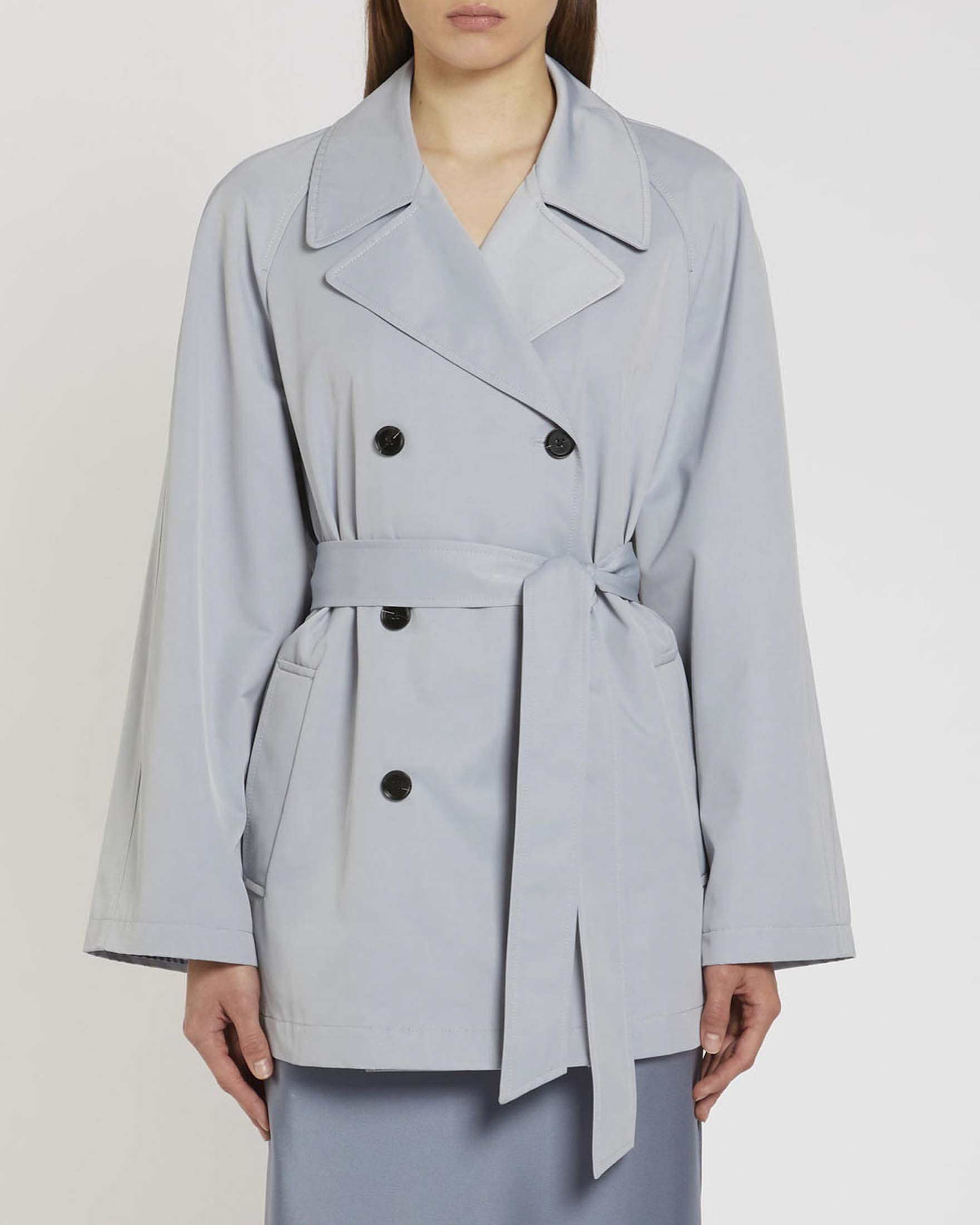 Trench azzurro corto Marella in tessuto tecnico dal fit regolare