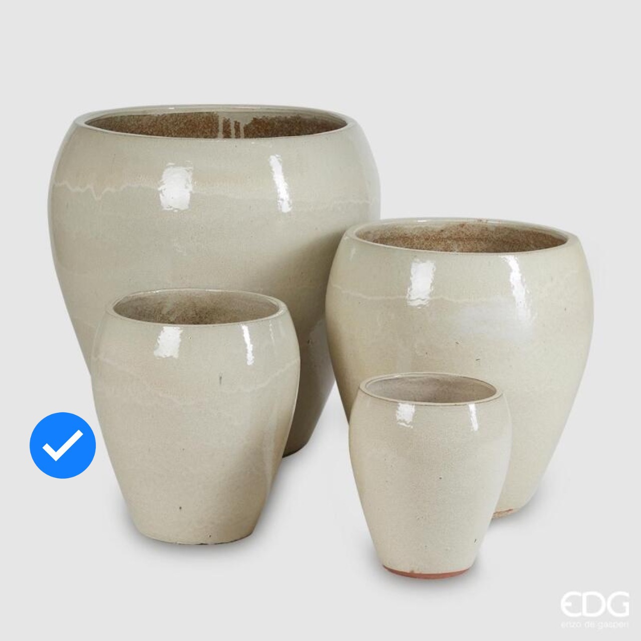 Vaso Glaze Rotondo Bombato Crema S4 M2 d.38 h.42 Edg