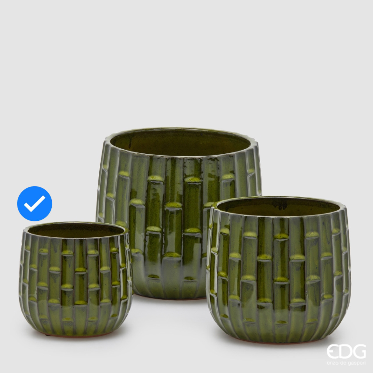 Vaso in Ceramica Cachepot Similbamboo Verde S3 M1 d.18 h.16 Edg