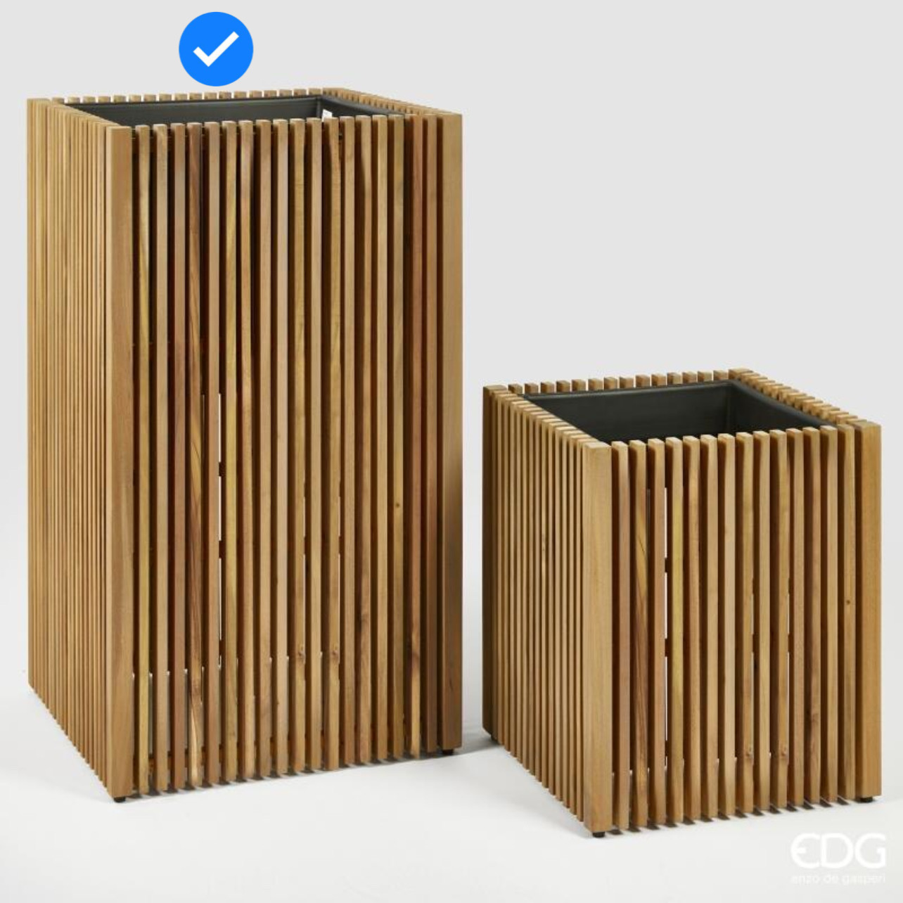 Vaso Listelli in Legno Quadrato S2 M2 51X51X90h Edg
