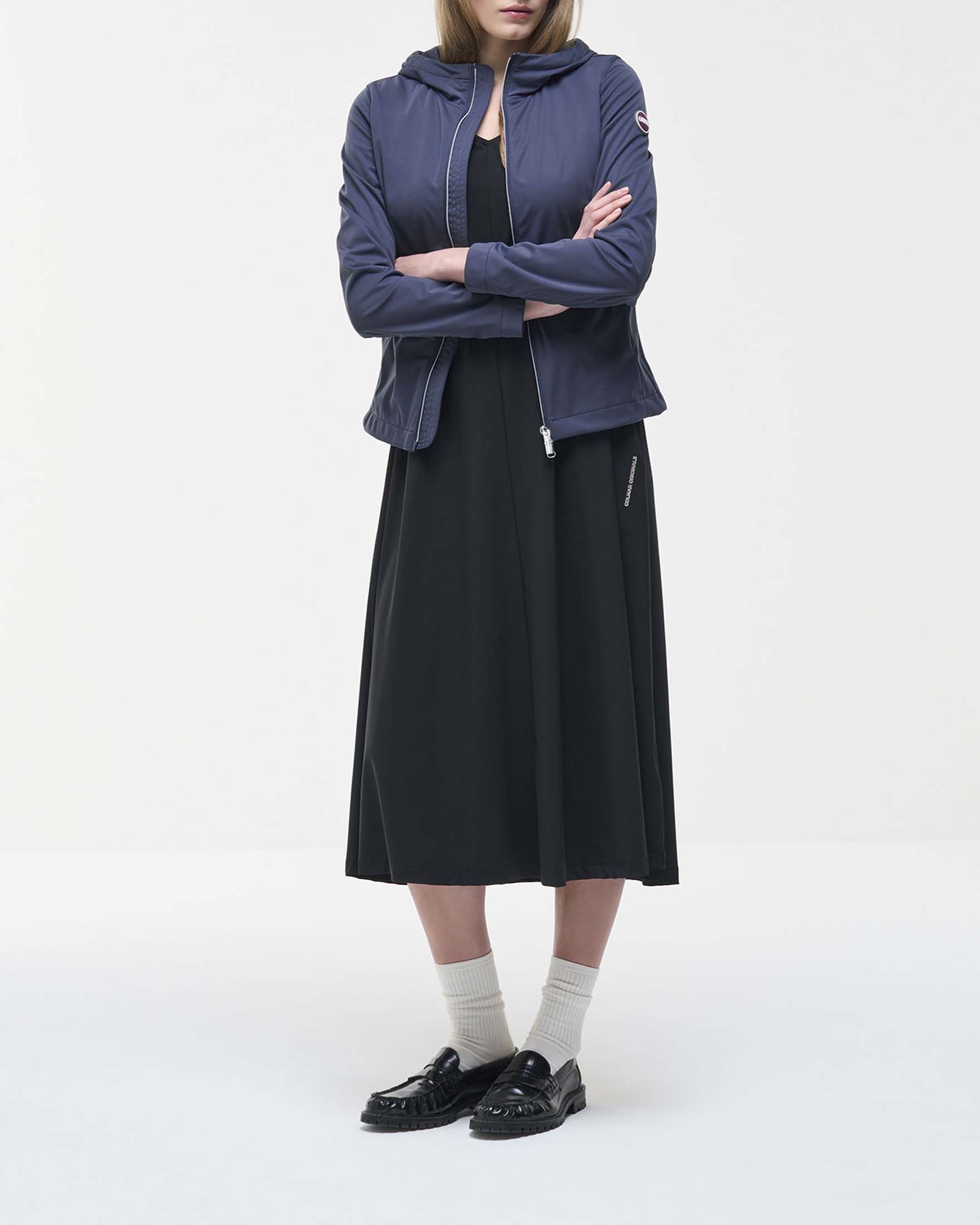 Giubbino Originals blu vestibilità regular in softshell impermeabile con cappuccio fisso