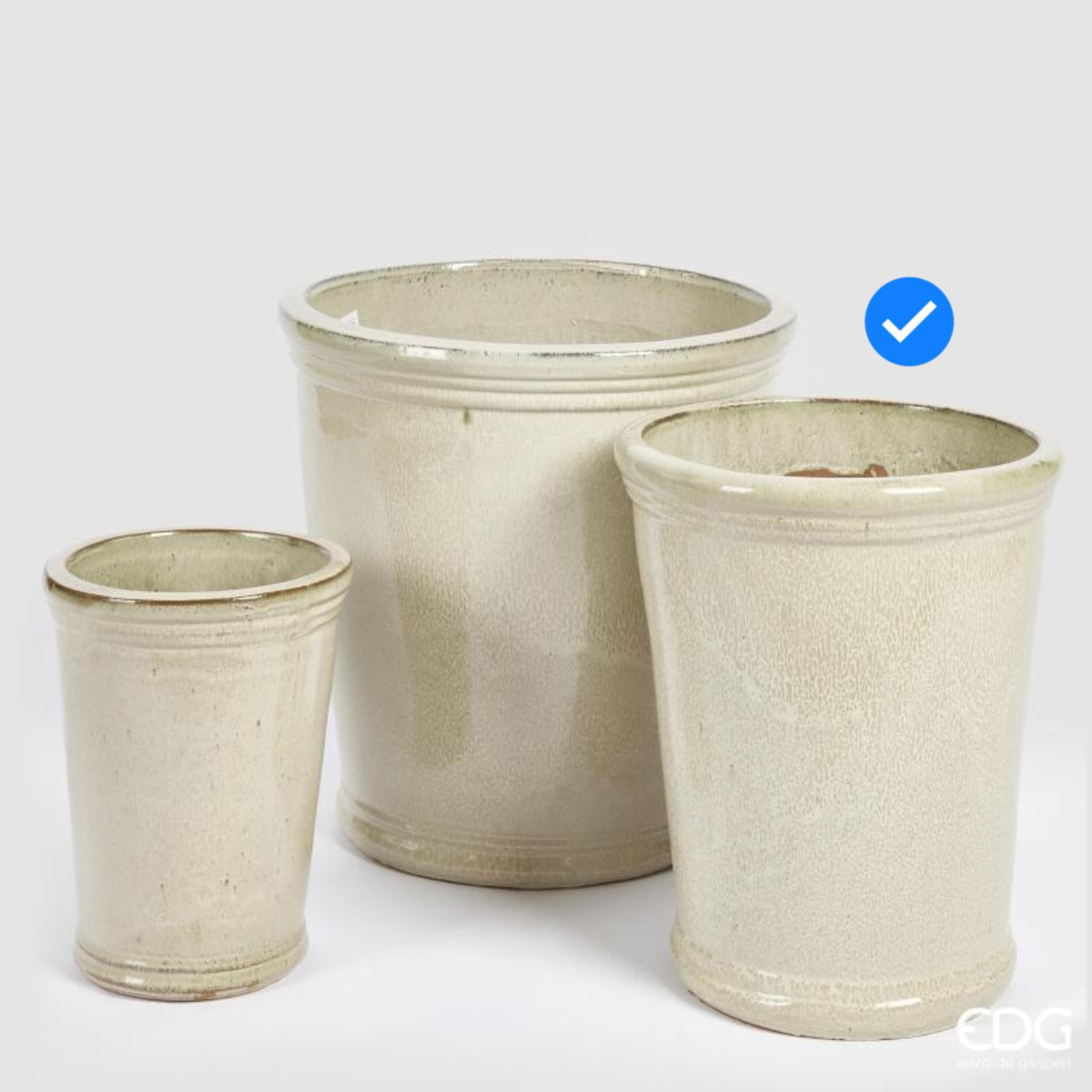 Vaso in Ceramica Glaze Svasato Crema S3 M2 d.35 h.40 Edg