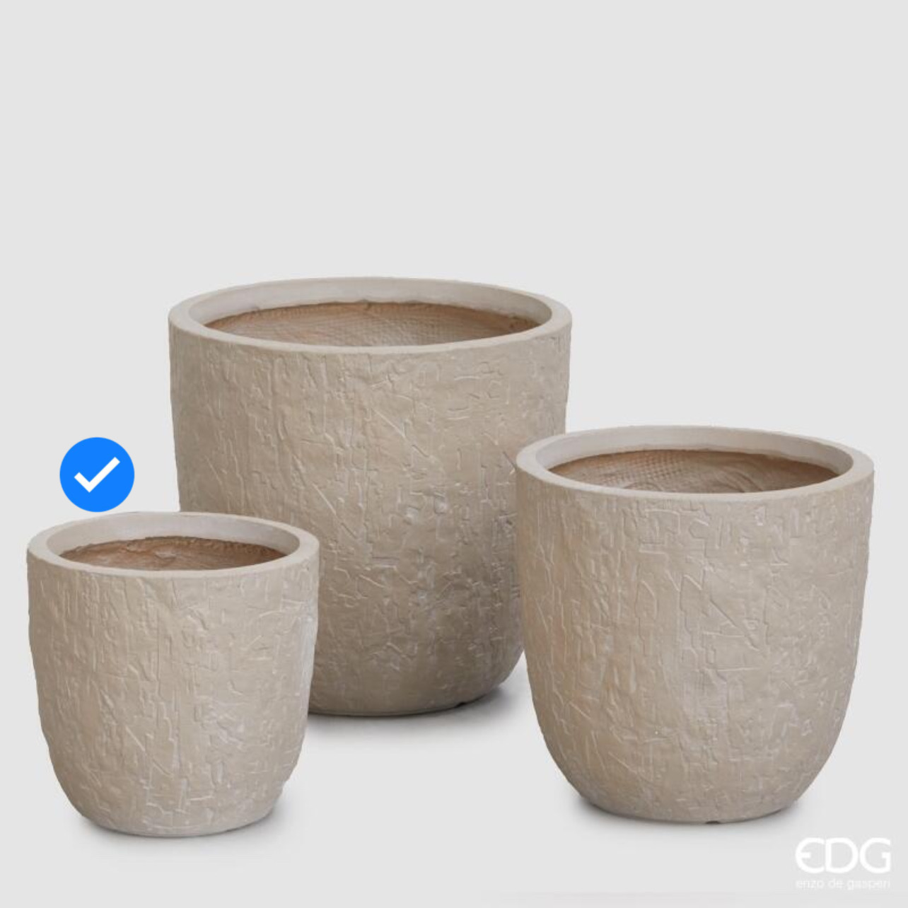 Vaso in Resinpietra Roccia Bombato Crema S3 M1 d.28 h.28 Edg