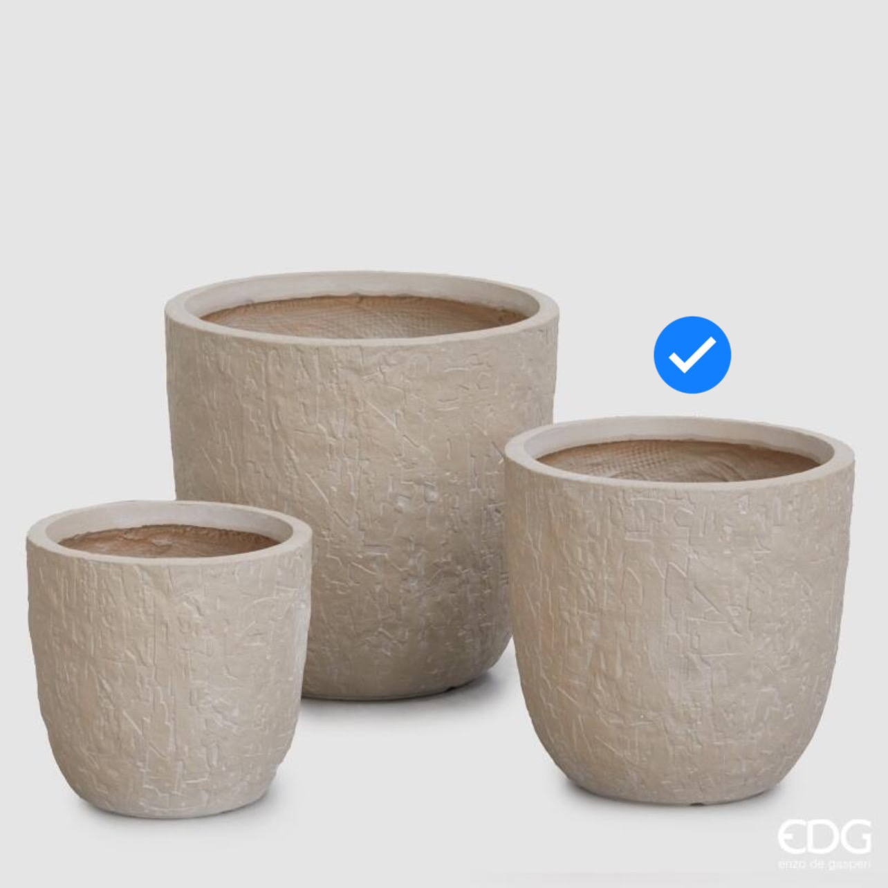 Vaso in Resinpietra Roccia Bombato Crema S3 M2 d.35 h.35 Edg